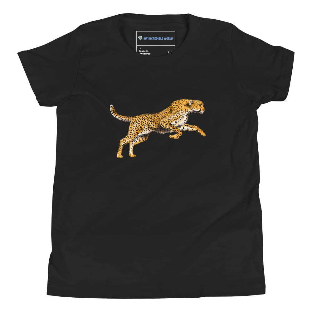 "Watercolor Cheetah" Cheetah T-Shirt (Youth/Kids) Black / S