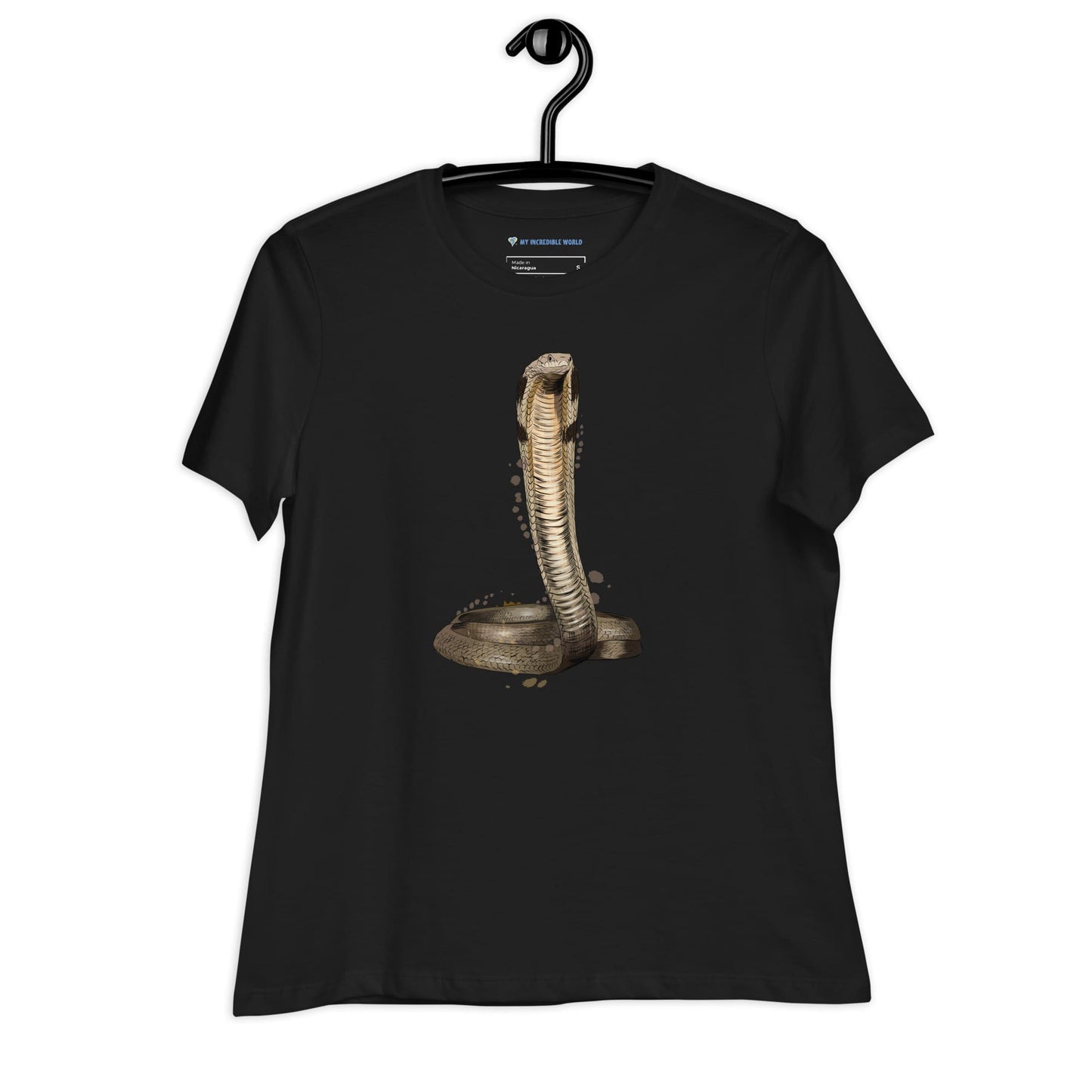 "Watercolor Cobra" Women's Cobra T-Shirt (Snake) Black / S