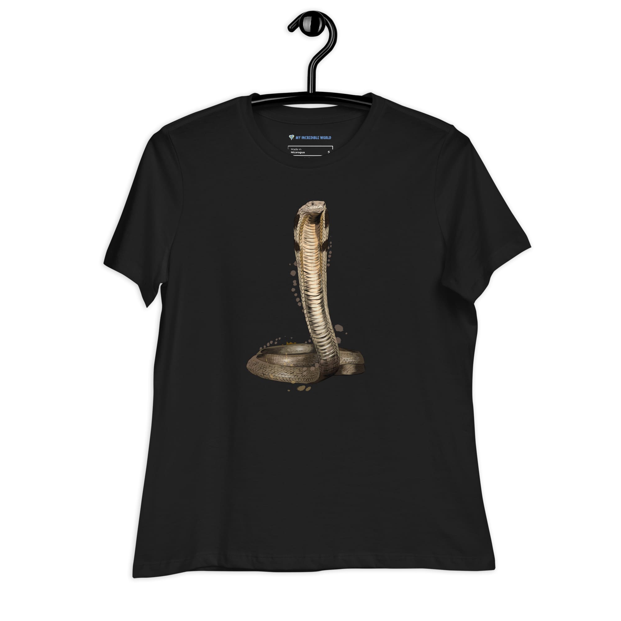 "Watercolor Cobra" Women's Cobra T-Shirt (Snake) Black / S