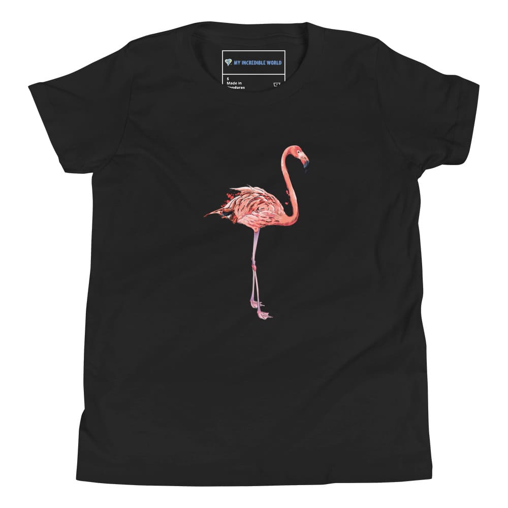 "Watercolor Flamingo" Flamingo T-Shirt (Youth/Kids) Black / S