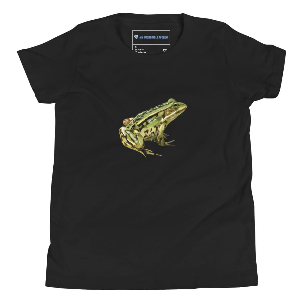 "Watercolor Frog" Frog T-Shirt (Youth/Kids Unisex) Black / S