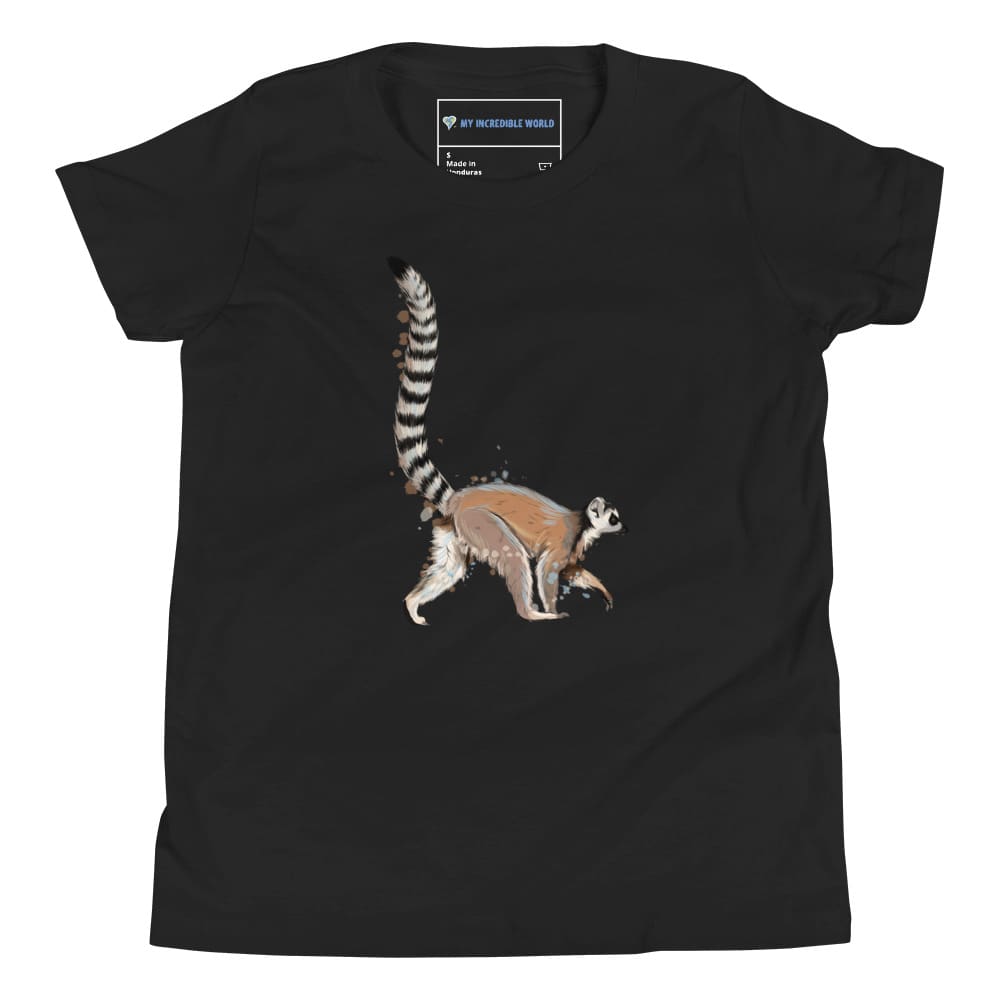 "Watercolor Lemur" Lemur T-Shirt (Youth/Kids) Black / S