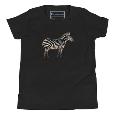 "Watercolor Zebra" Zebra T-Shirt (Youth/Kids) Black / S