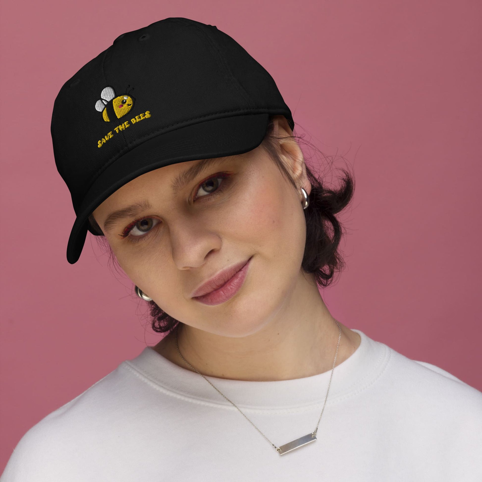 "Save the Bees" Organic Cotton Baseball Cap Black