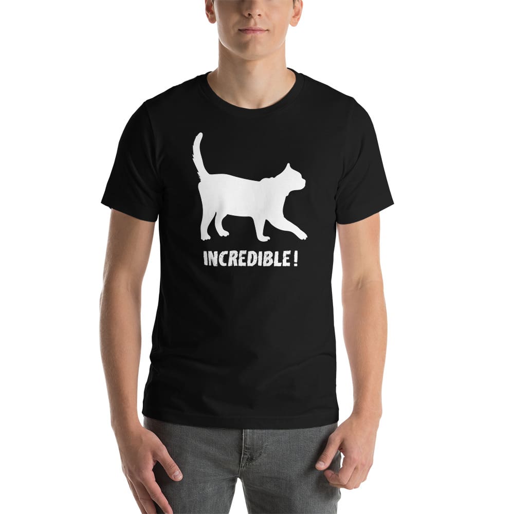 "Cats Are Incredible" Cat T-Shirt - White Print (Adult Men's/Unisex) Black / XS