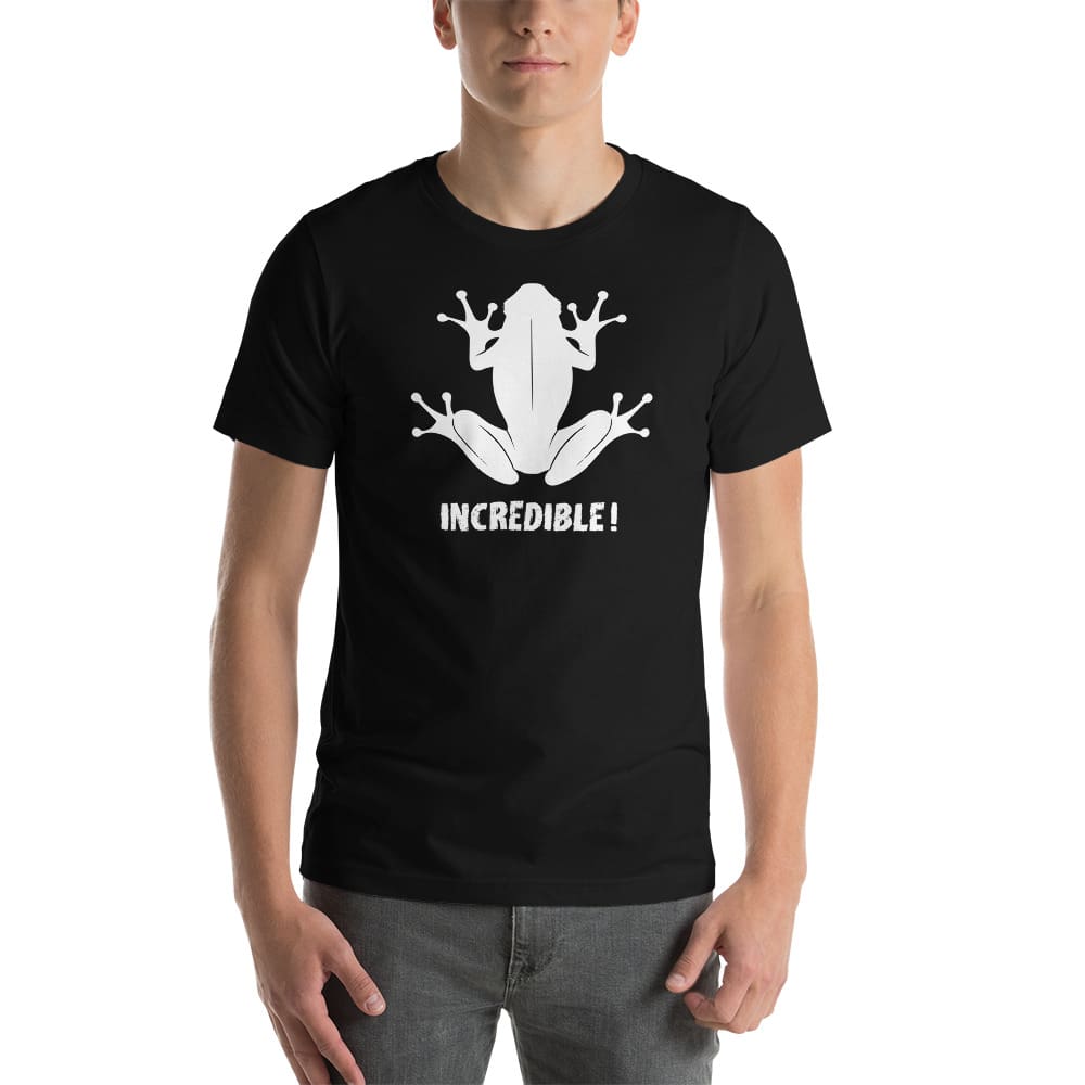 "Frogs Are Incredible" Frog T-Shirt - White Print (Adult Unisex/Men's) Black / XS