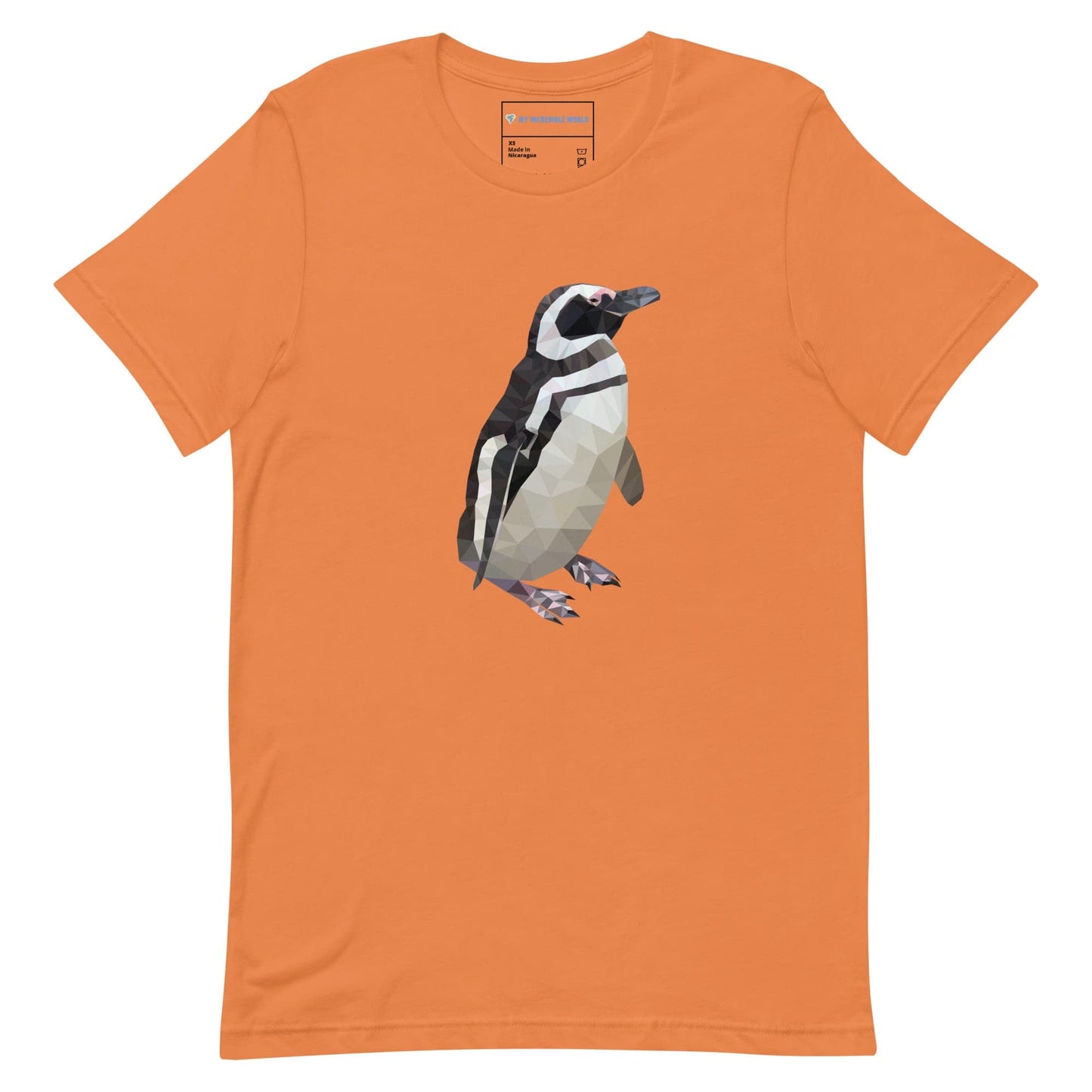 "Low-Poly Penguin" Polygonal Penguin T-Shirt (Adult Unisex) Burnt Orange / XS