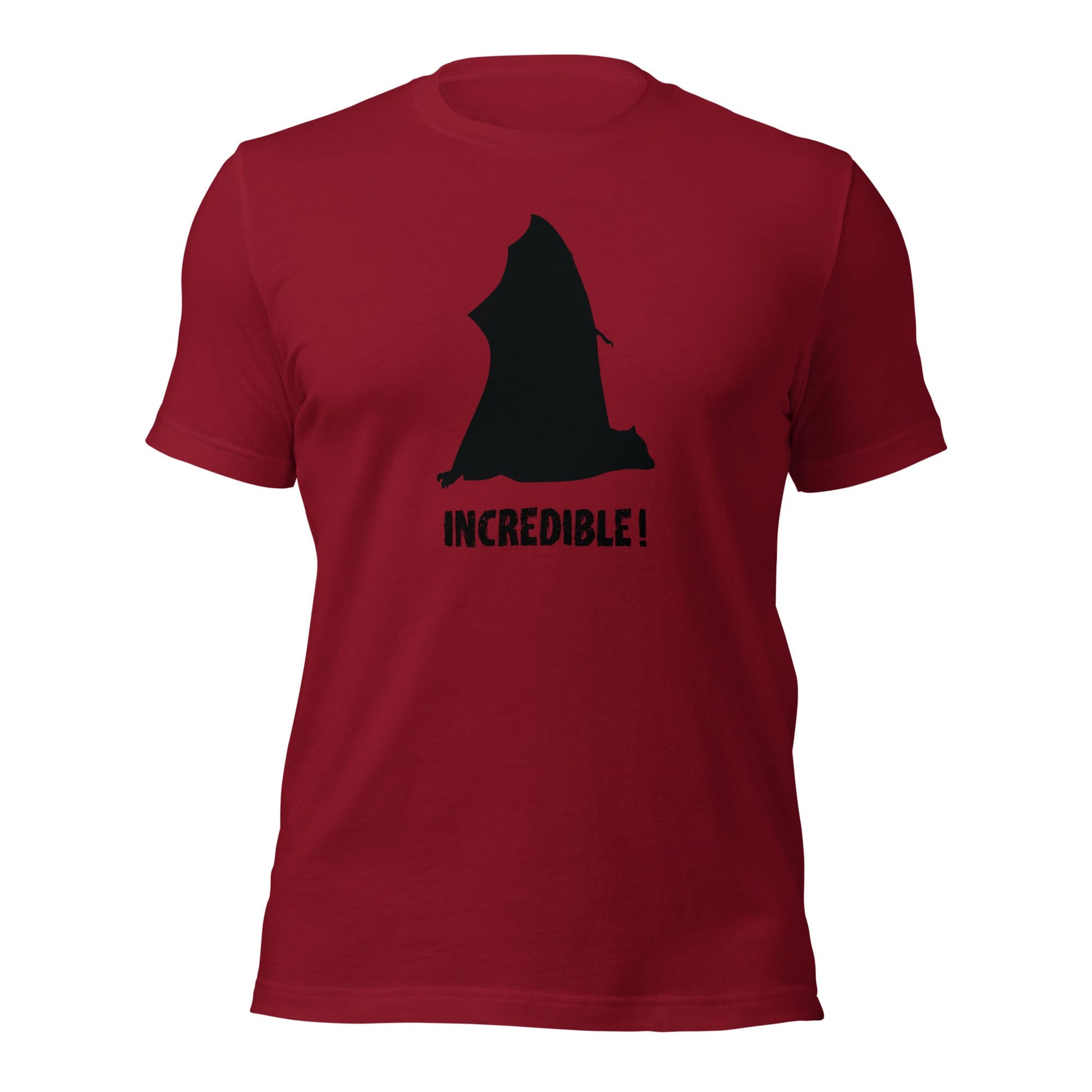 "Bats Are Incredible" Bat T-Shirt - Black Print (Adult Unisex) Cardinal / XS