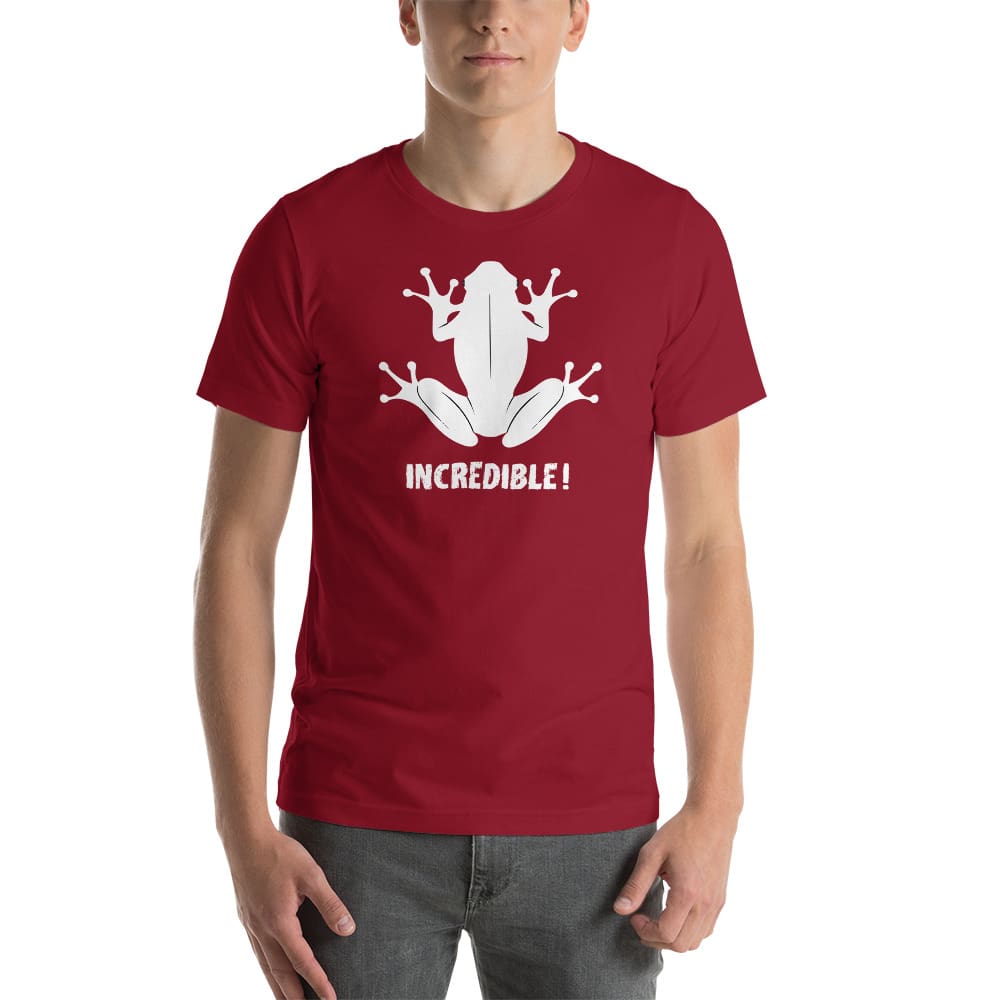 "Frogs Are Incredible" Frog T-Shirt - White Print (Adult Unisex/Men's) Cardinal / XS