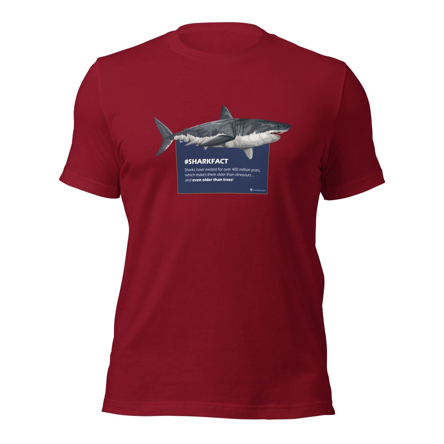 "#SHARKFACT Sharks Are Older Than Trees" Shark T-Shirt (Adult Unisex/Men's) Cardinal / XS