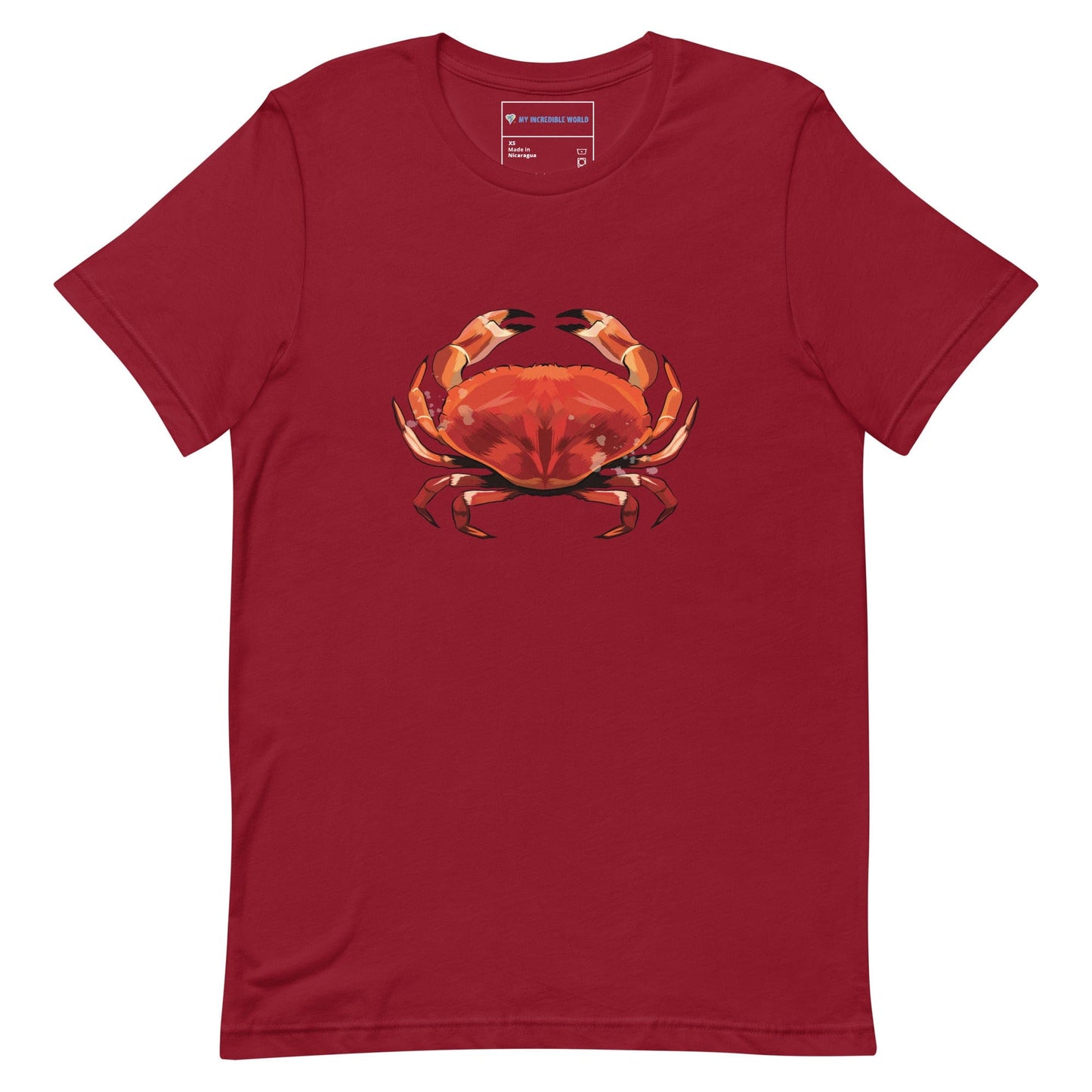 "Watercolor Crab" Crab T-Shirt (Adult Unisex) Cardinal / XS