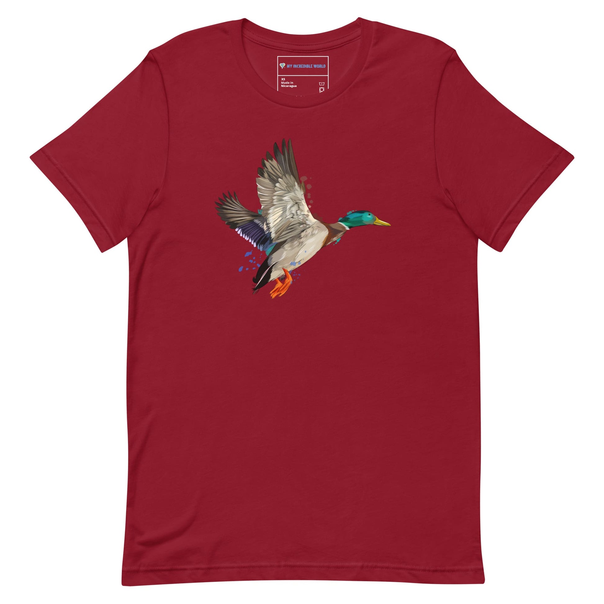 "Watercolor Duck" Mallard Duck T-Shirt (Adult Unisex) Cardinal / XS