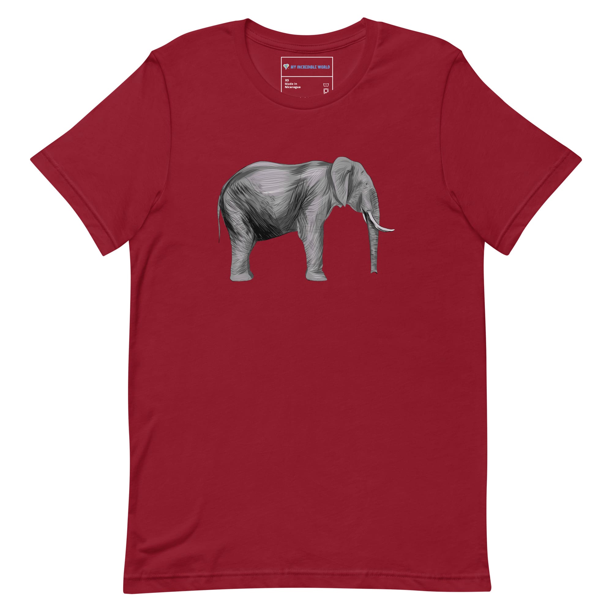 "Watercolor Elephant" Elephant T-Shirt (Adult Unisex) Cardinal / XS