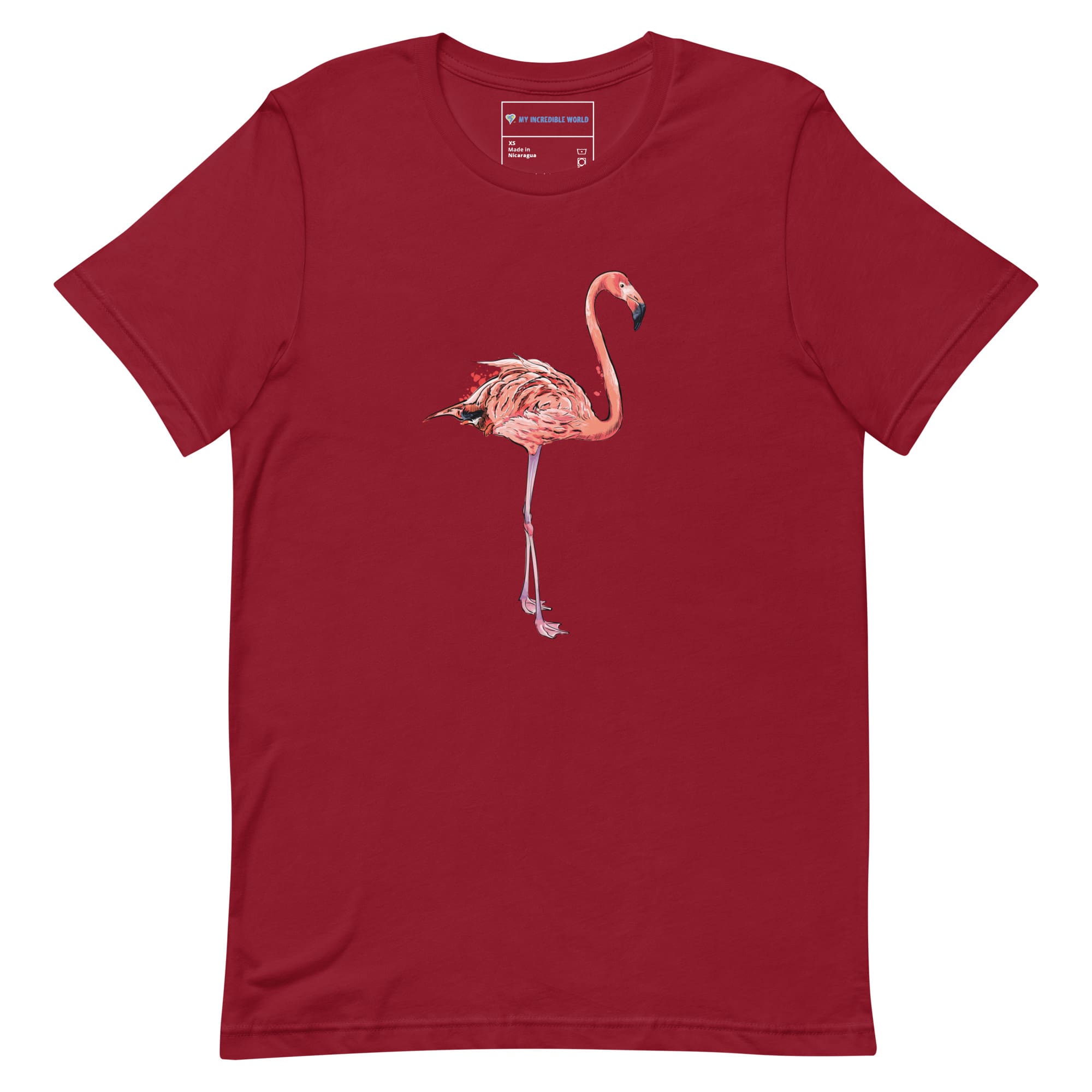 "Watercolor Flamingo" Flamingo T-Shirt (Adult Unisex) Cardinal / XS