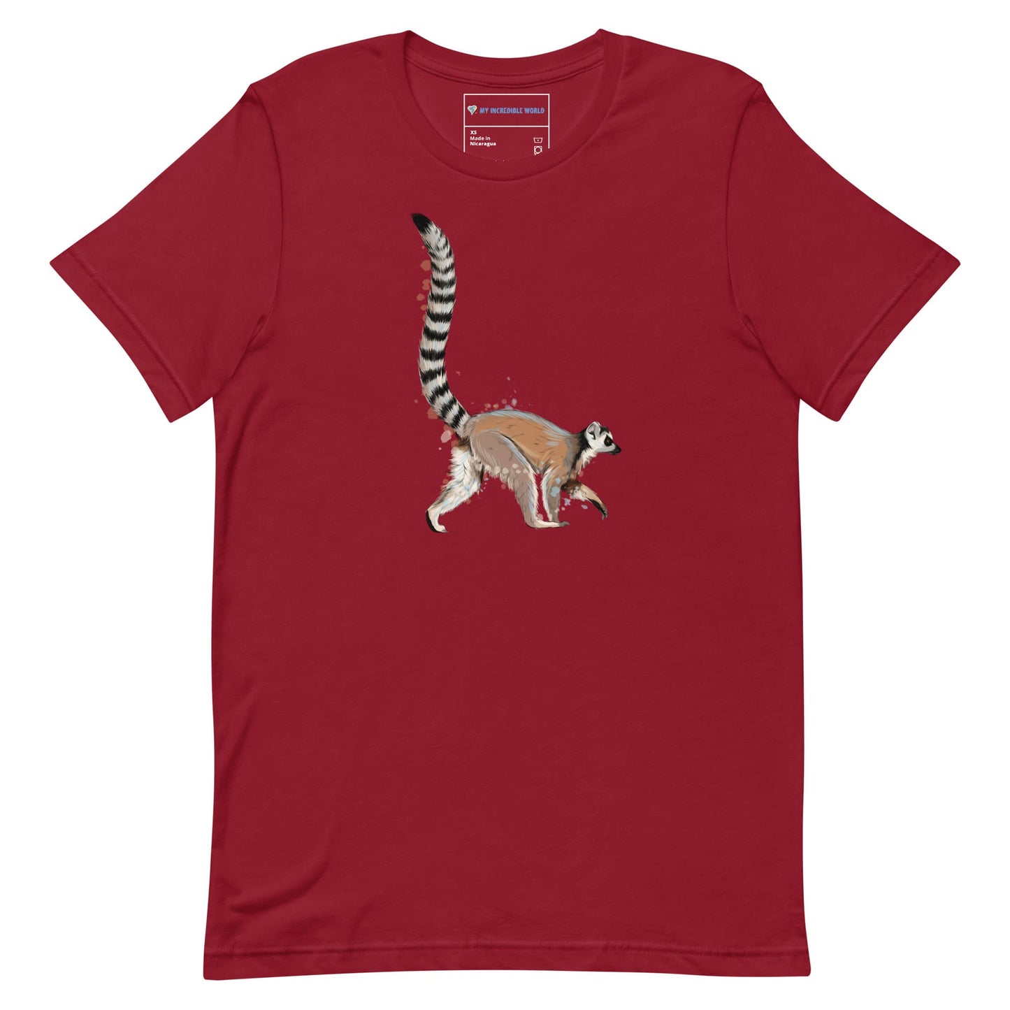 "Watercolor Lemur" Lemur T-Shirt (Adult Unisex) Cardinal / XS