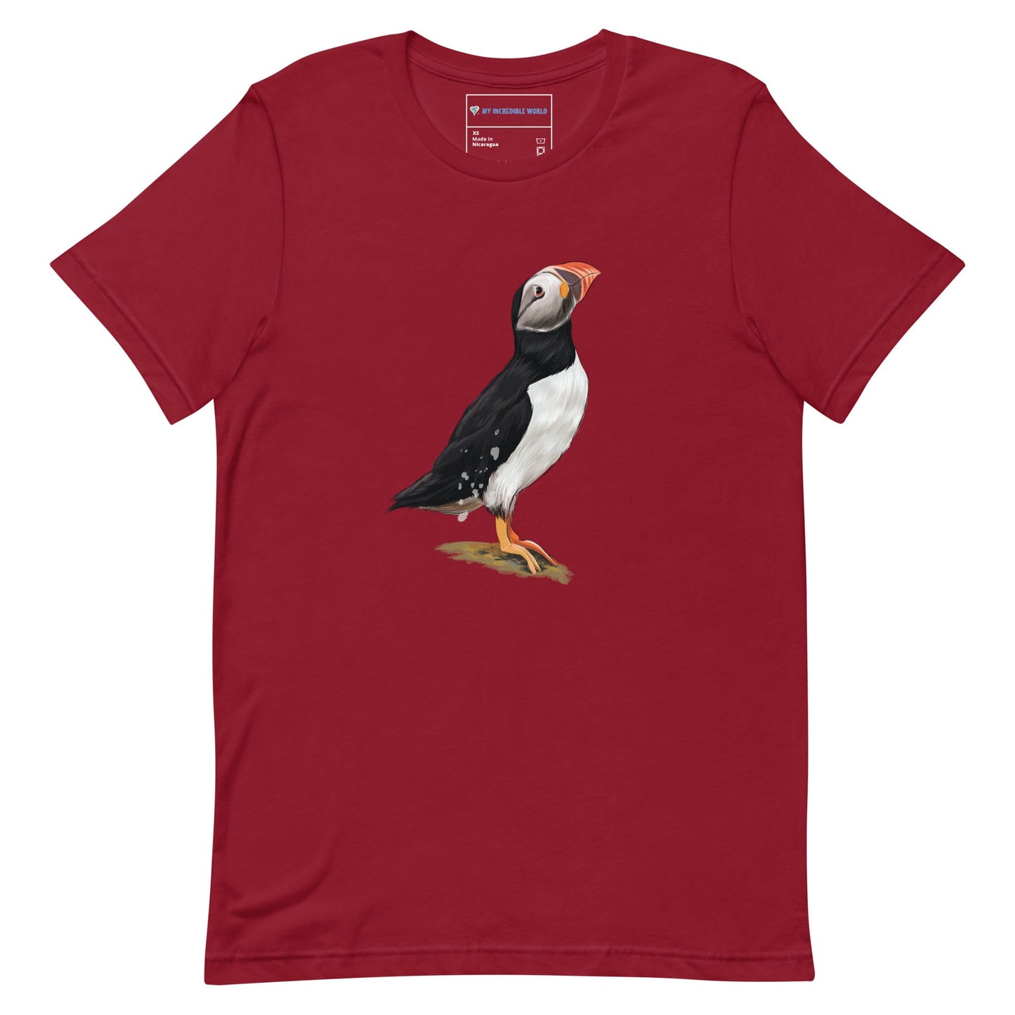 "Watercolor Puffin" Puffin T-Shirt (Adult Unisex) Cardinal / XS