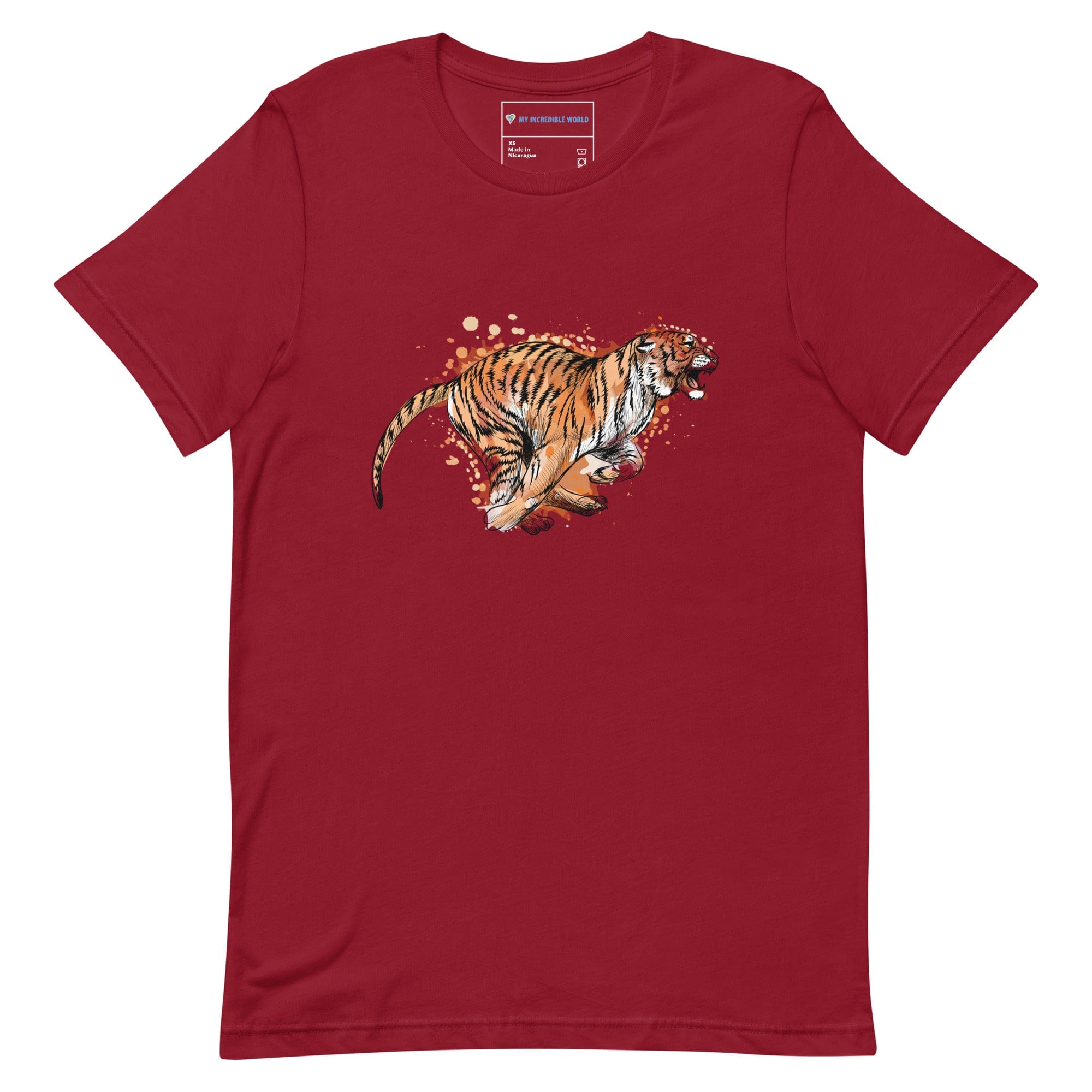 "Watercolor Tiger" Tiger T-Shirt (Adult Unisex) Cardinal / XS