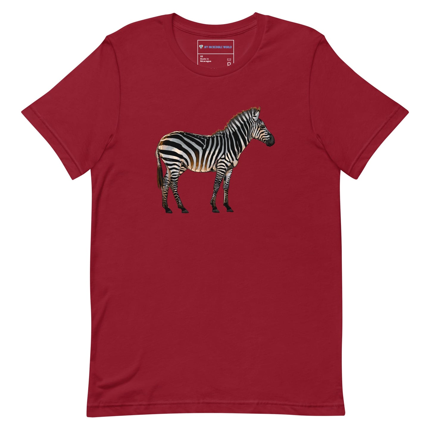 "Watercolor Zebra" Zebra T-Shirt (Adult Unisex) Cardinal / XS