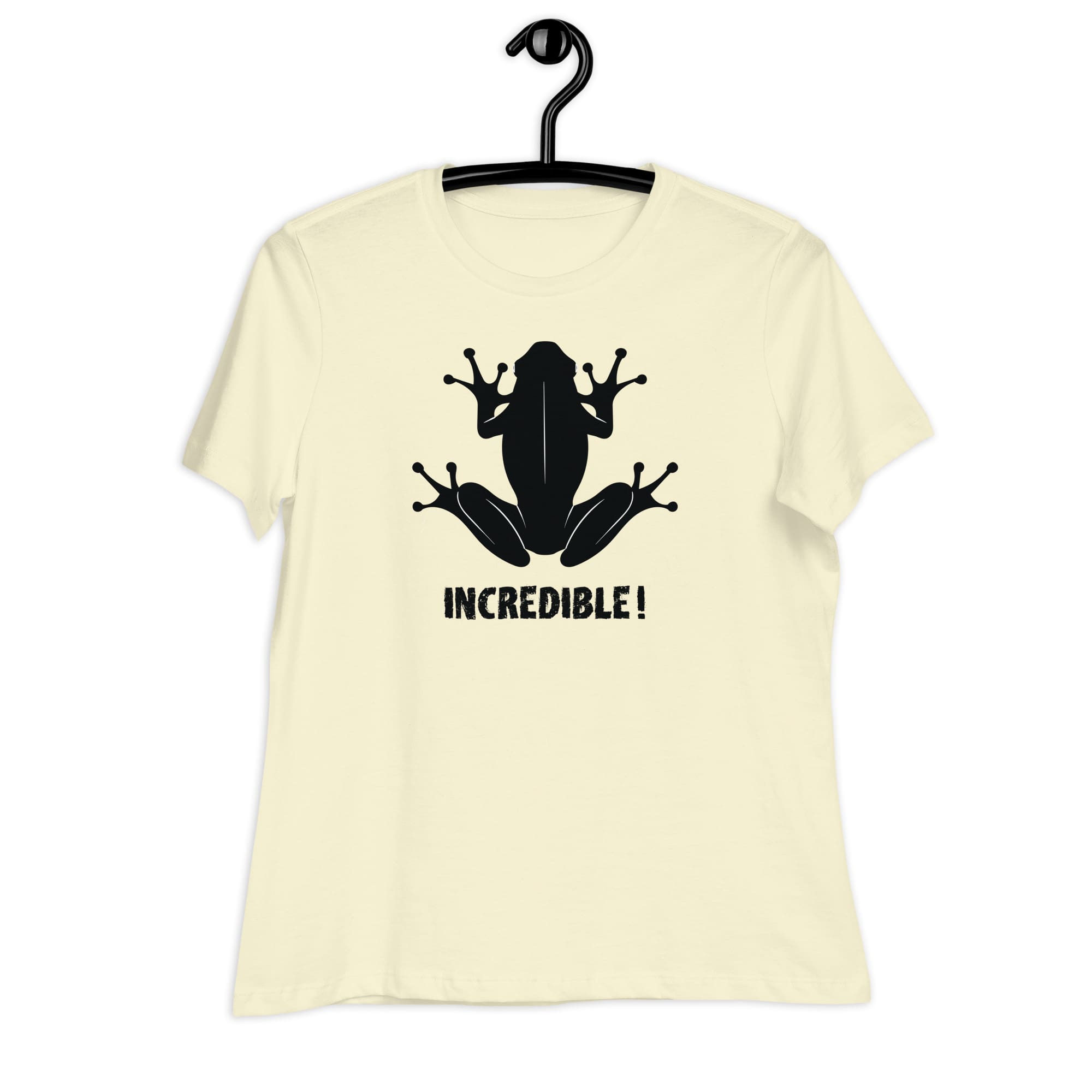 "Frogs Are Incredible" Frog T-Shirt for Women (Black Print) Citron / S