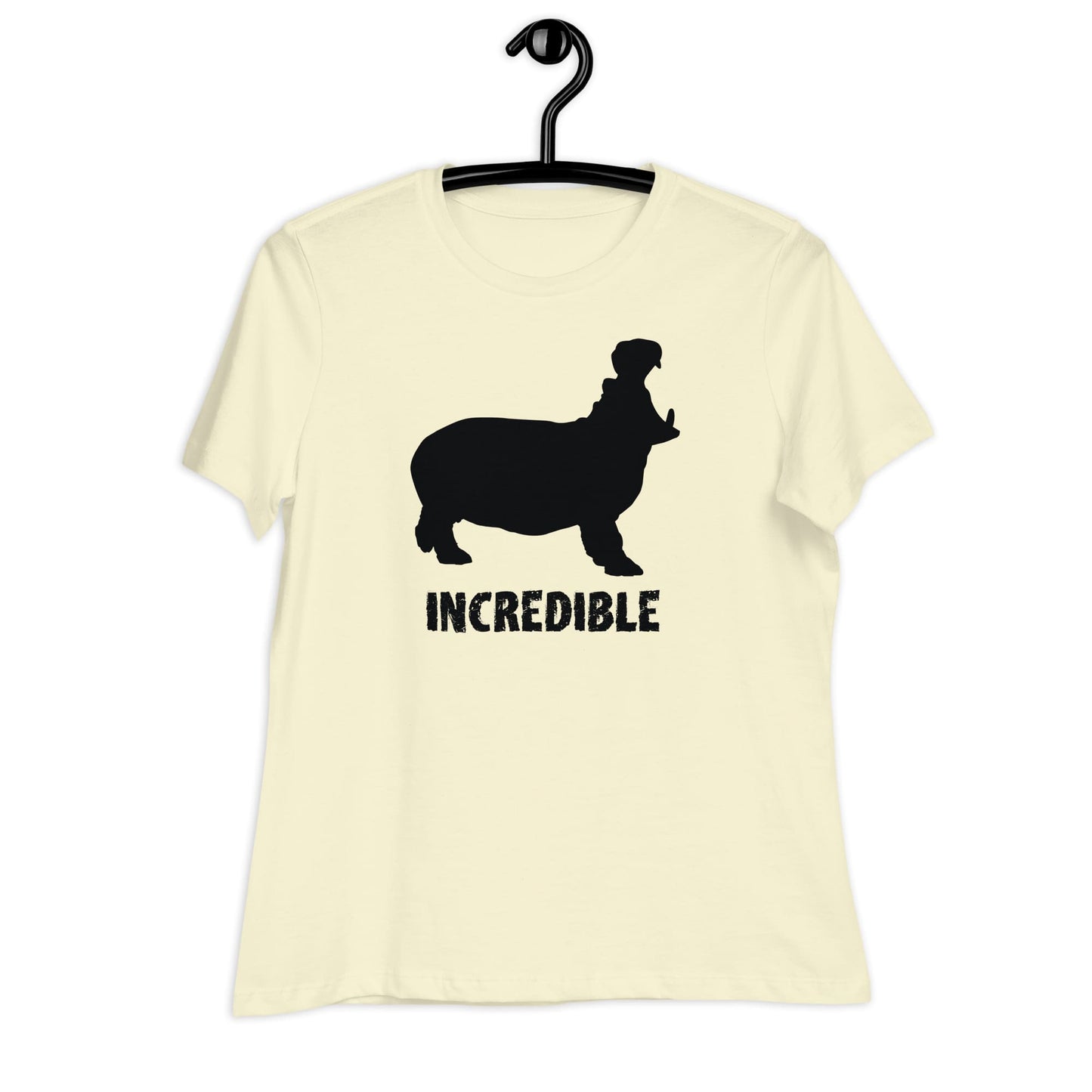 "Hippos are Incredible" T-Shirt - Black Print (Women's) Citron / S