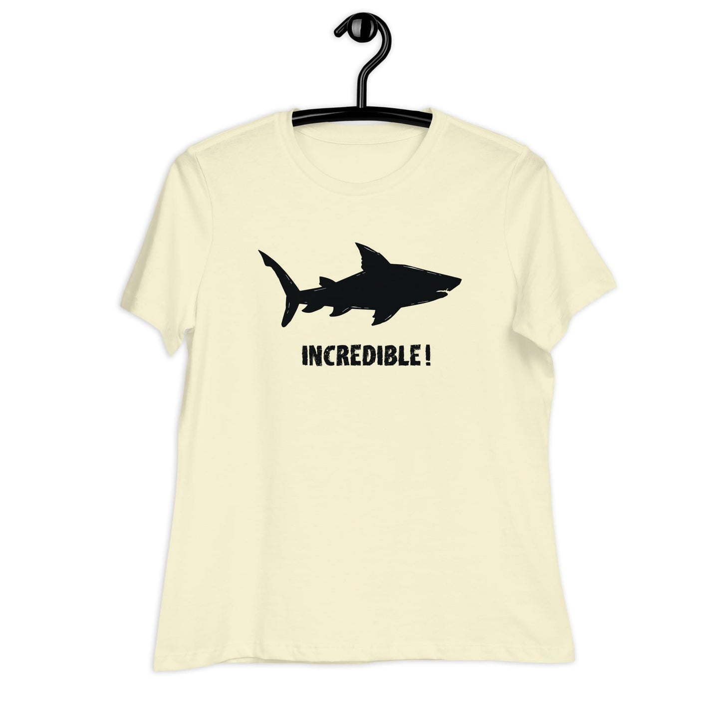 “Sharks Are Incredible” Shark T-Shirt for Women (Black Print) Citron / S