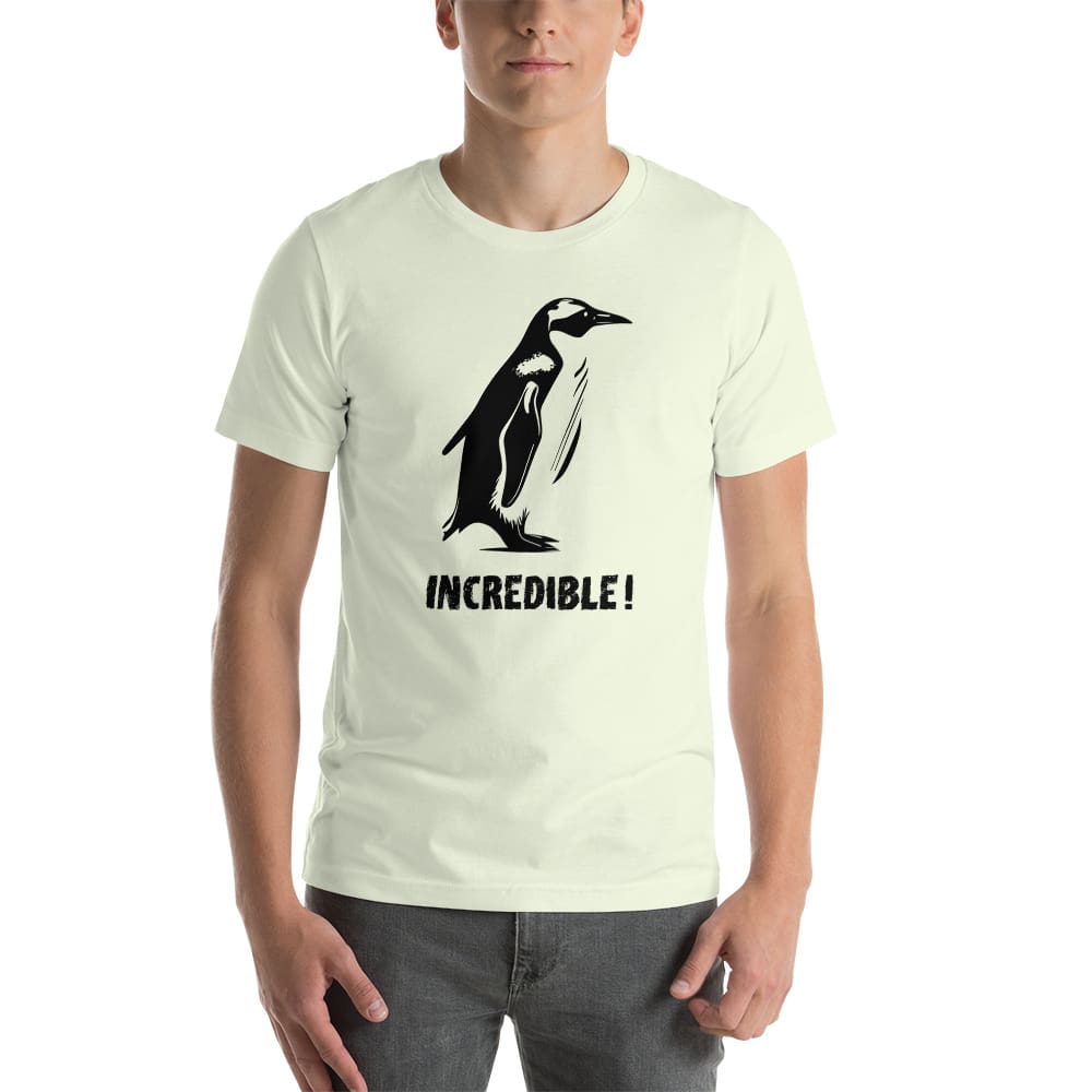 “Penguins Are Incredible!” Penguins T-Shirt – Black Print (Adult Unisex / Men’s) Citron / XS