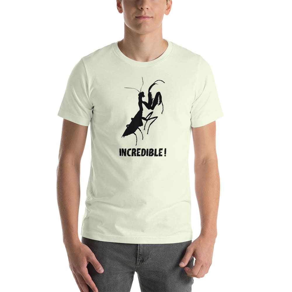 "Praying Mantises Are Incredible!" Praying Mantis T-Shirt - Black Print (Adult Unisex / Men's) Citron / XS