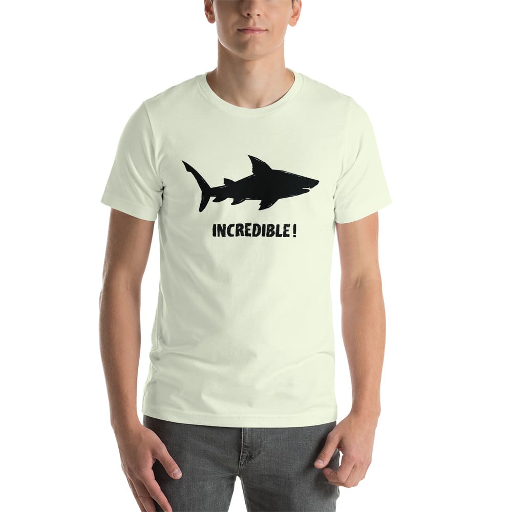 "Sharks Are Incredible" Shark T-Shirt - Black Print (Adult Unisex/Men's) Citron / XS