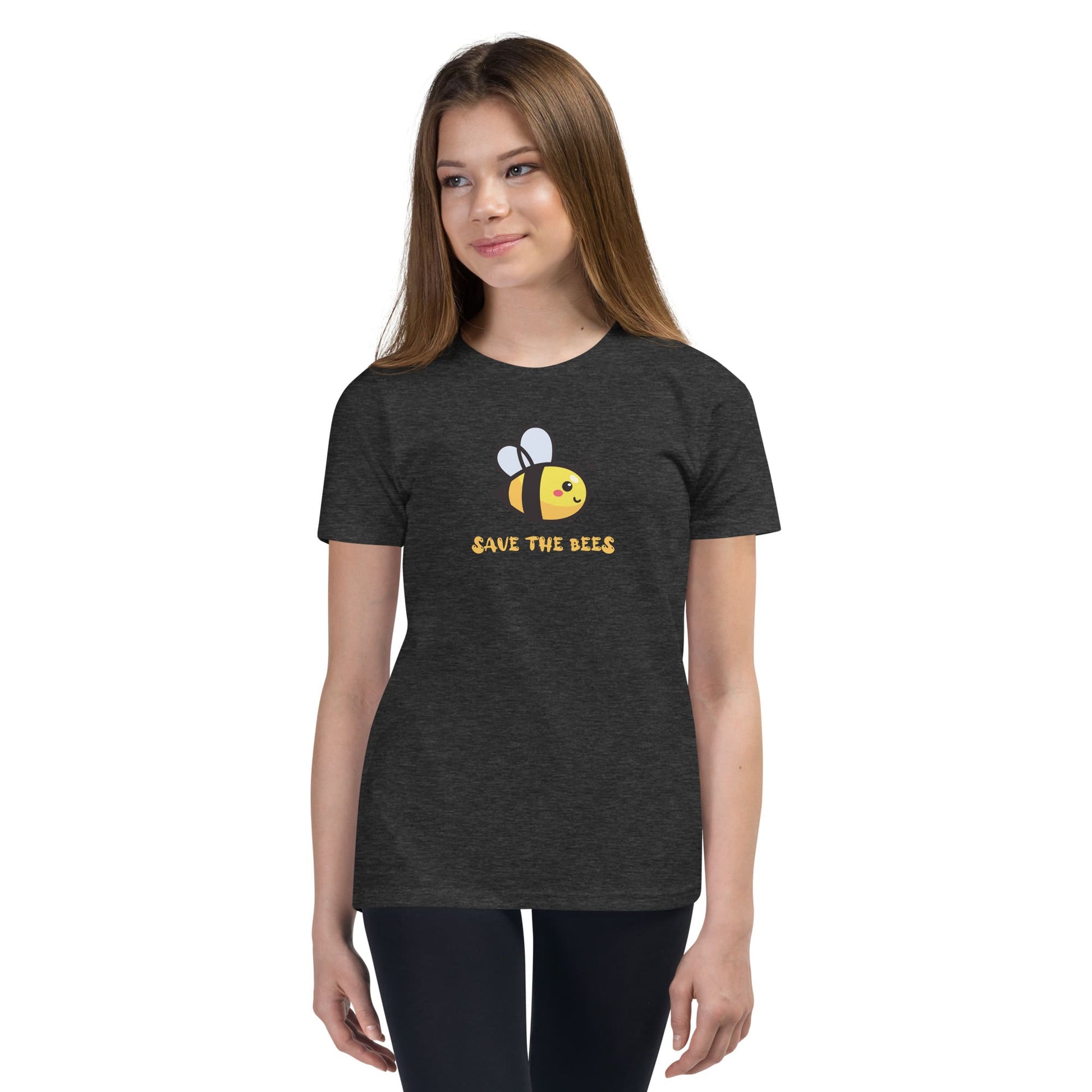 "Save the Bees" Bee T-Shirt for Youth/Kids Dark Grey Heather / S