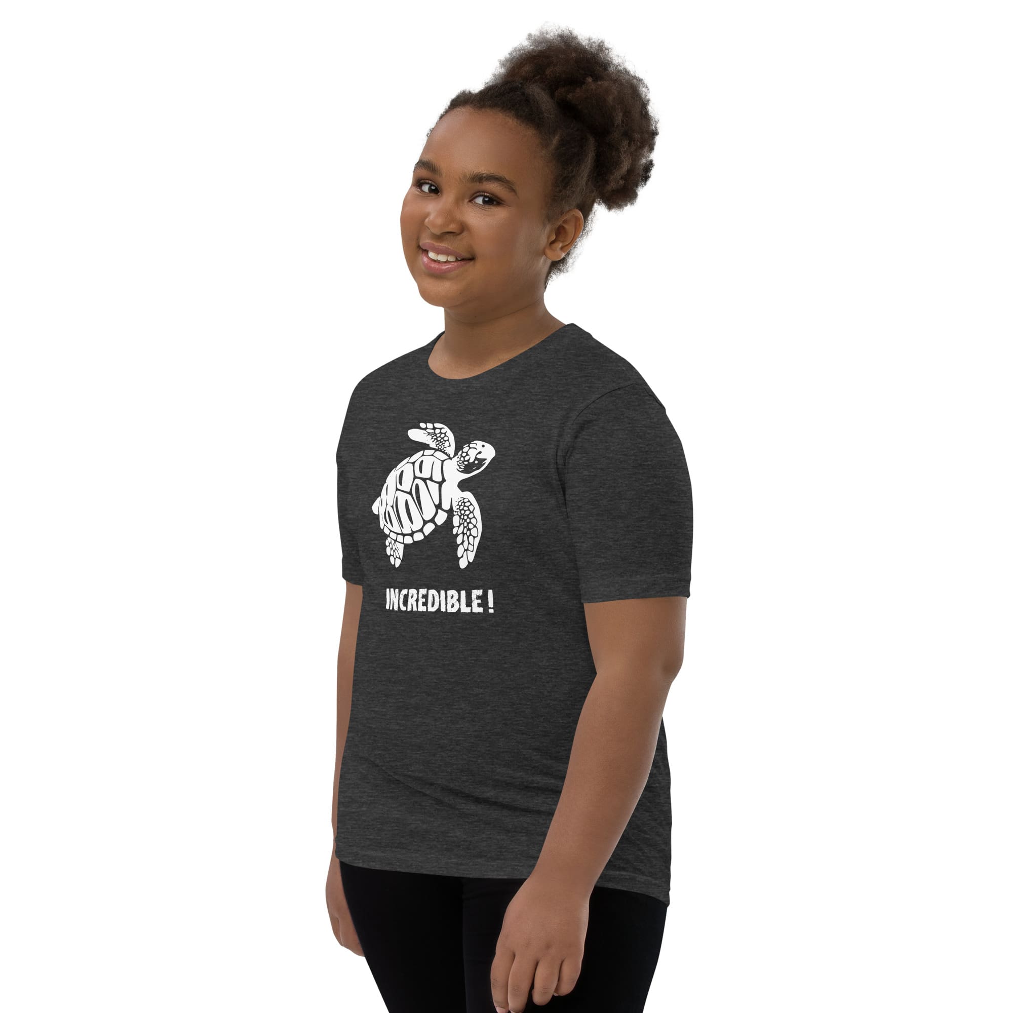 "Sea Turtles Are Incredible" Sea Turtle T-Shirt for Youth/Kids (White Print) Dark Grey Heather / S