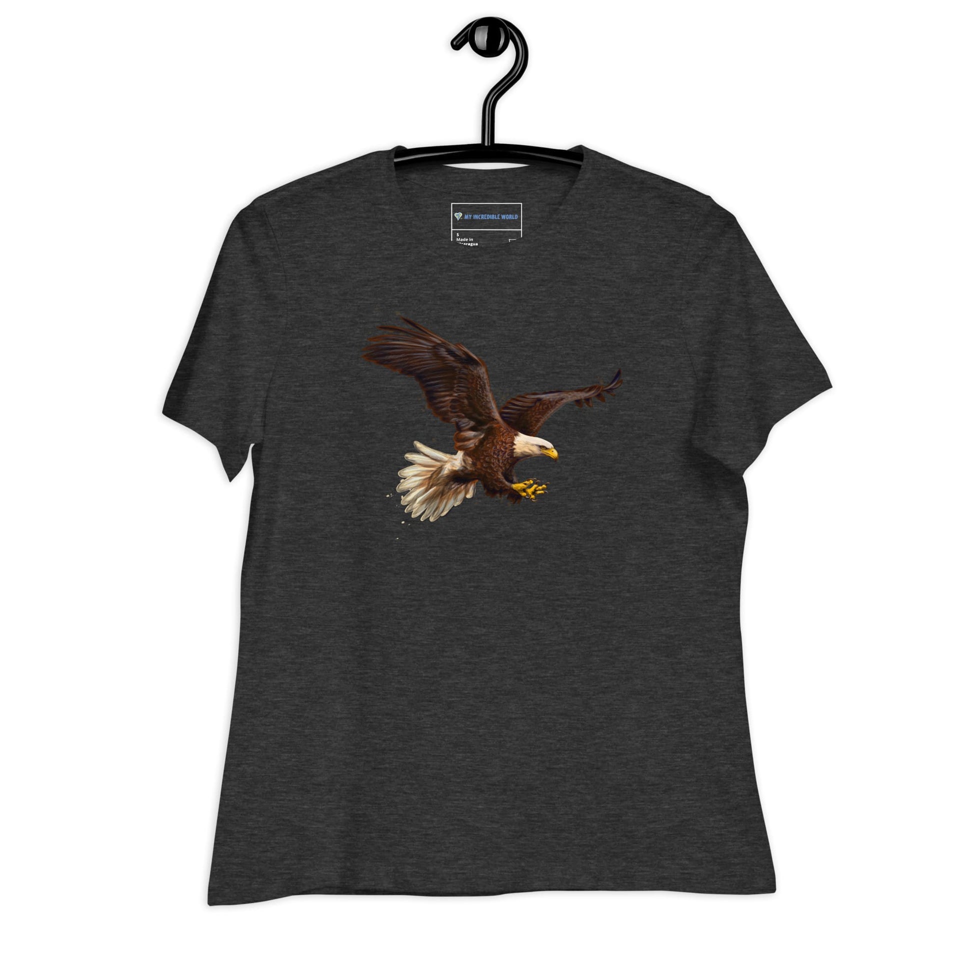 "Watercolor Bald Eagle" Women's Bald Eagle T-Shirt Dark Grey Heather / S