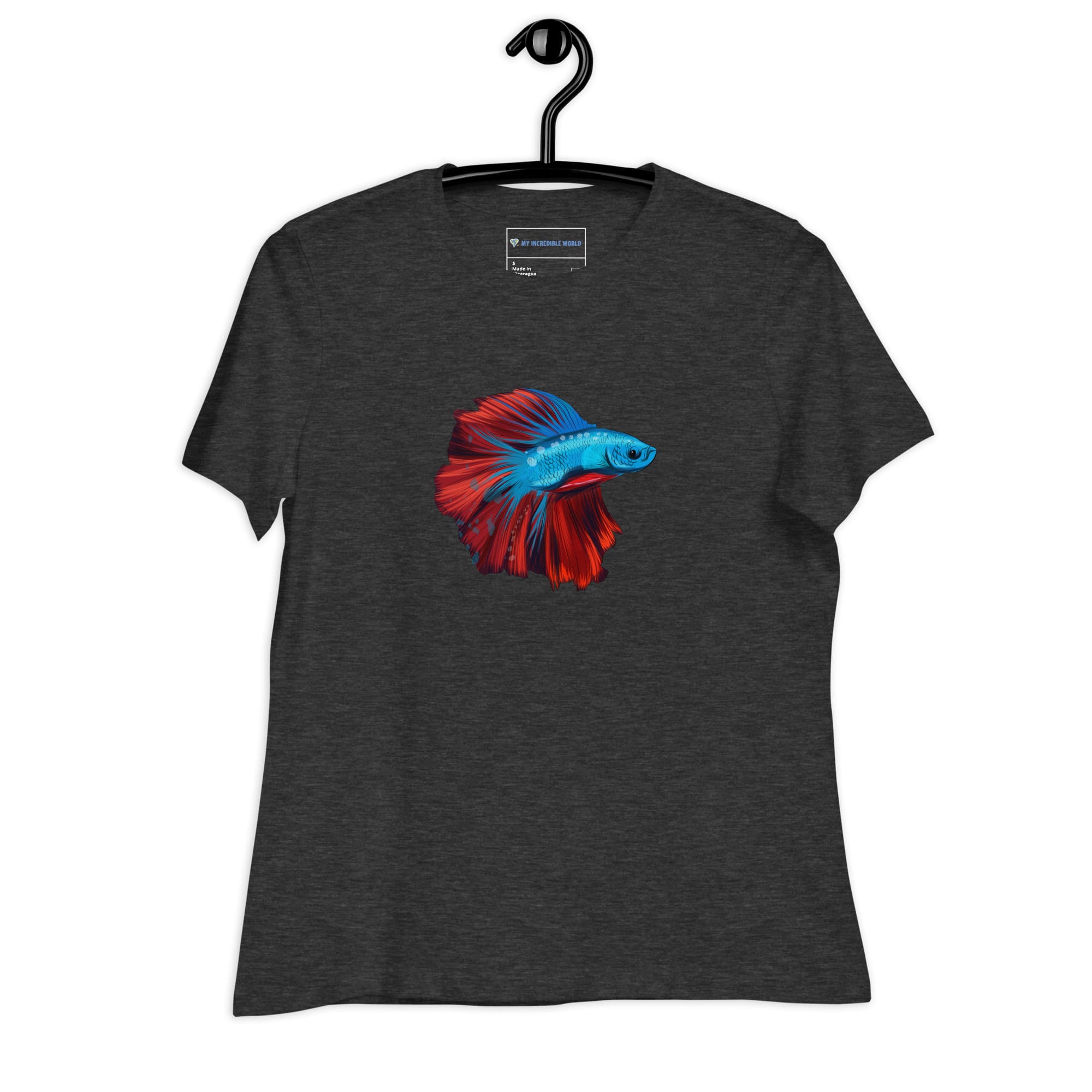 "Watercolor Betta" Women's Betta Fish T-Shirt Dark Grey Heather / S