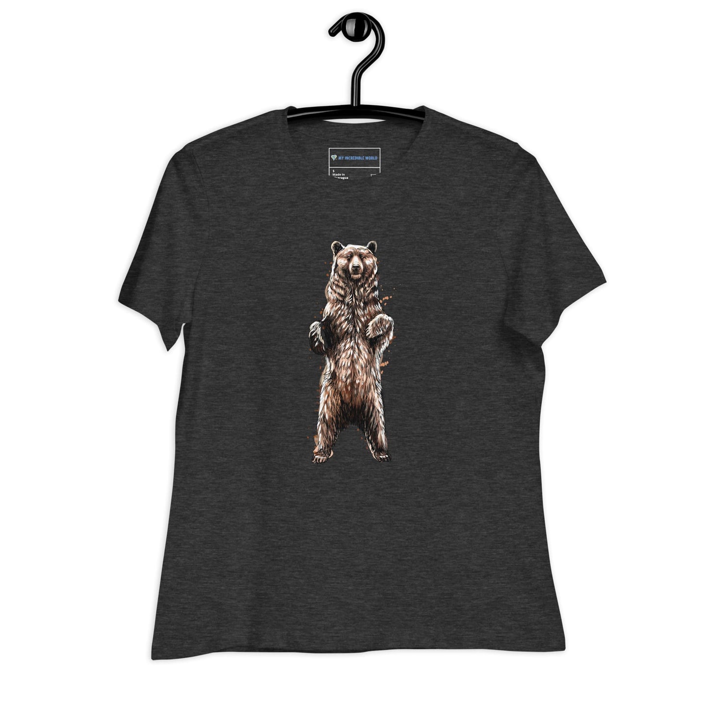 "Watercolor Brown Bear" Women's Brown Bear T-Shirt Dark Grey Heather / S