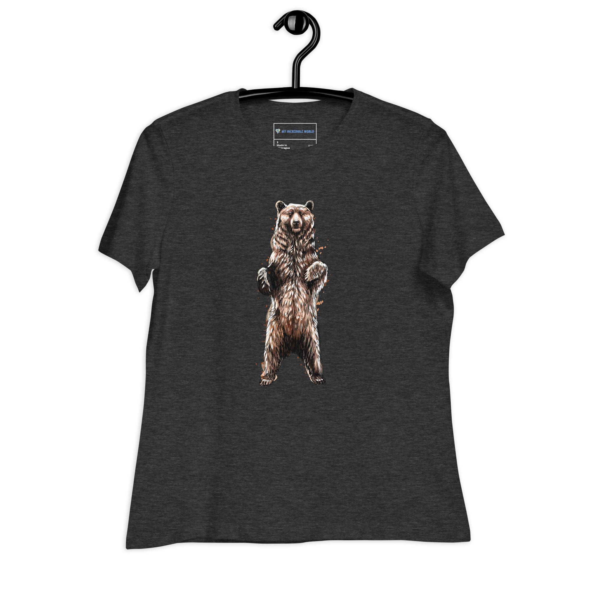 "Watercolor Brown Bear" Women's Brown Bear T-Shirt Dark Grey Heather / S