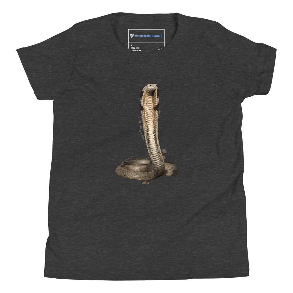 "Watercolor Cobra" Cobra Snake T-Shirt (Youth/Kids) Dark Grey Heather / S