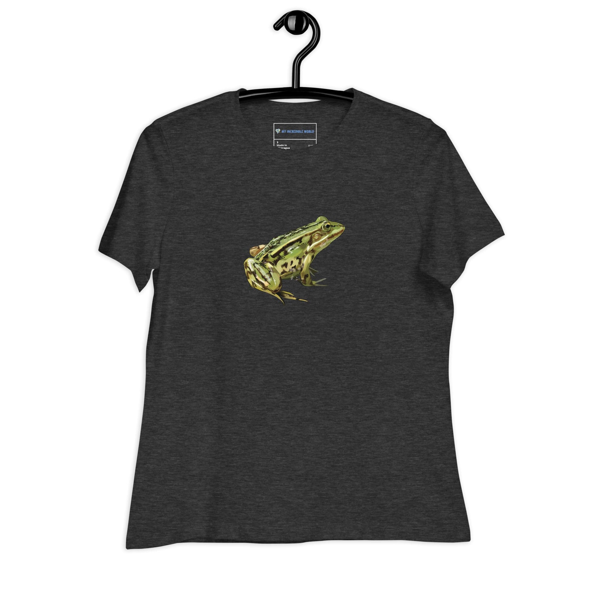 "Watercolor Frog" Women's Frog T-Shirt Dark Grey Heather / S