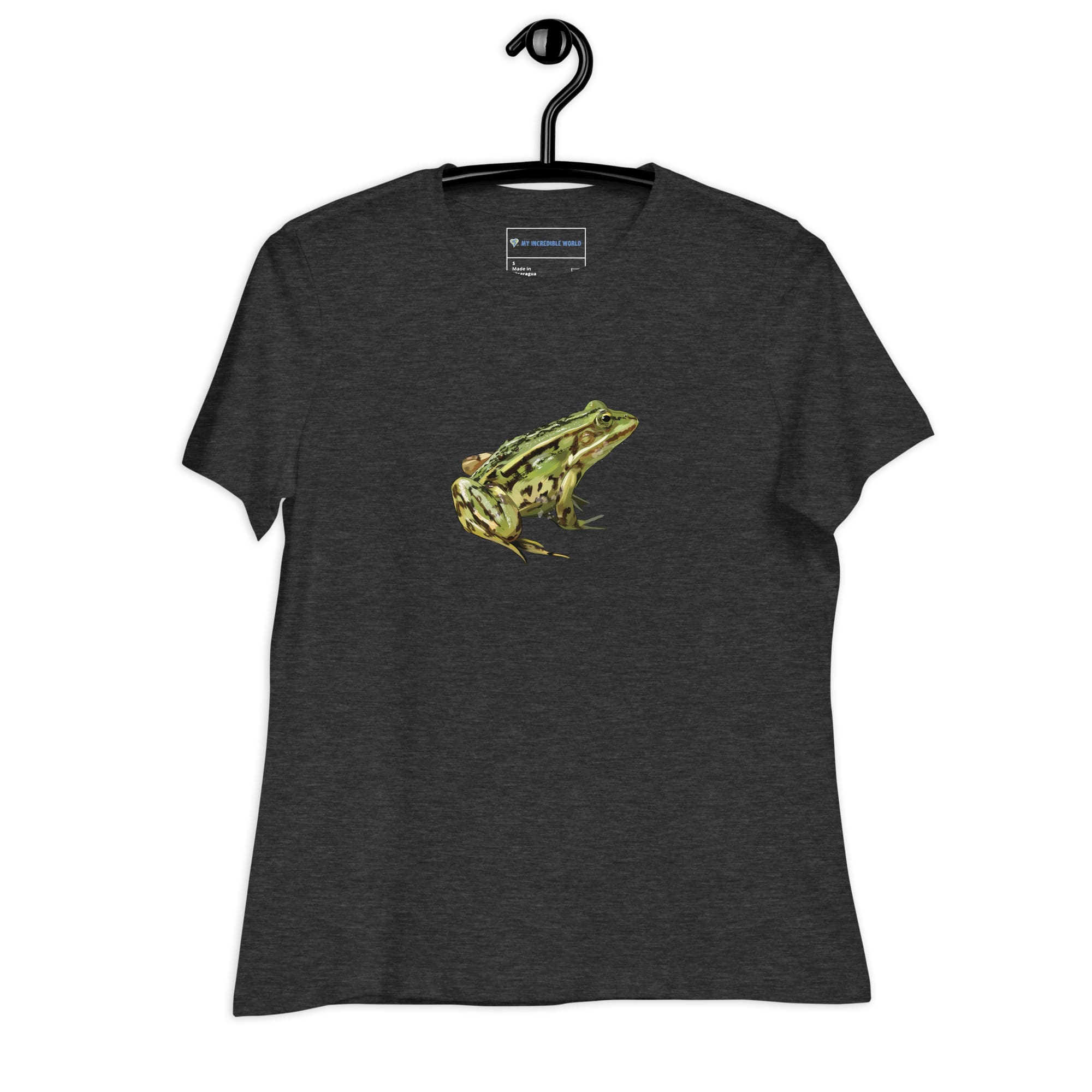 "Watercolor Frog" Women's Frog T-Shirt Dark Grey Heather / S