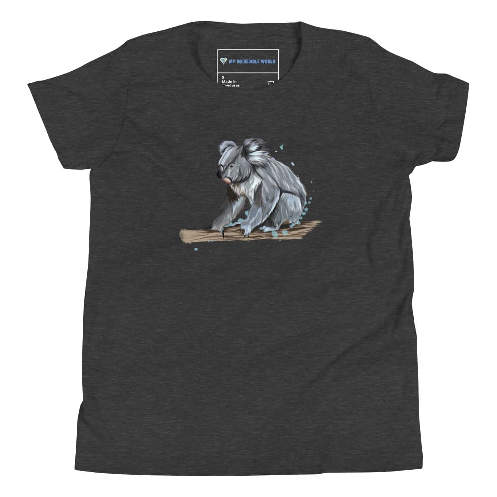 "Watercolor Koala" Koala T-Shirt (Youth/Kids) Dark Grey Heather / S