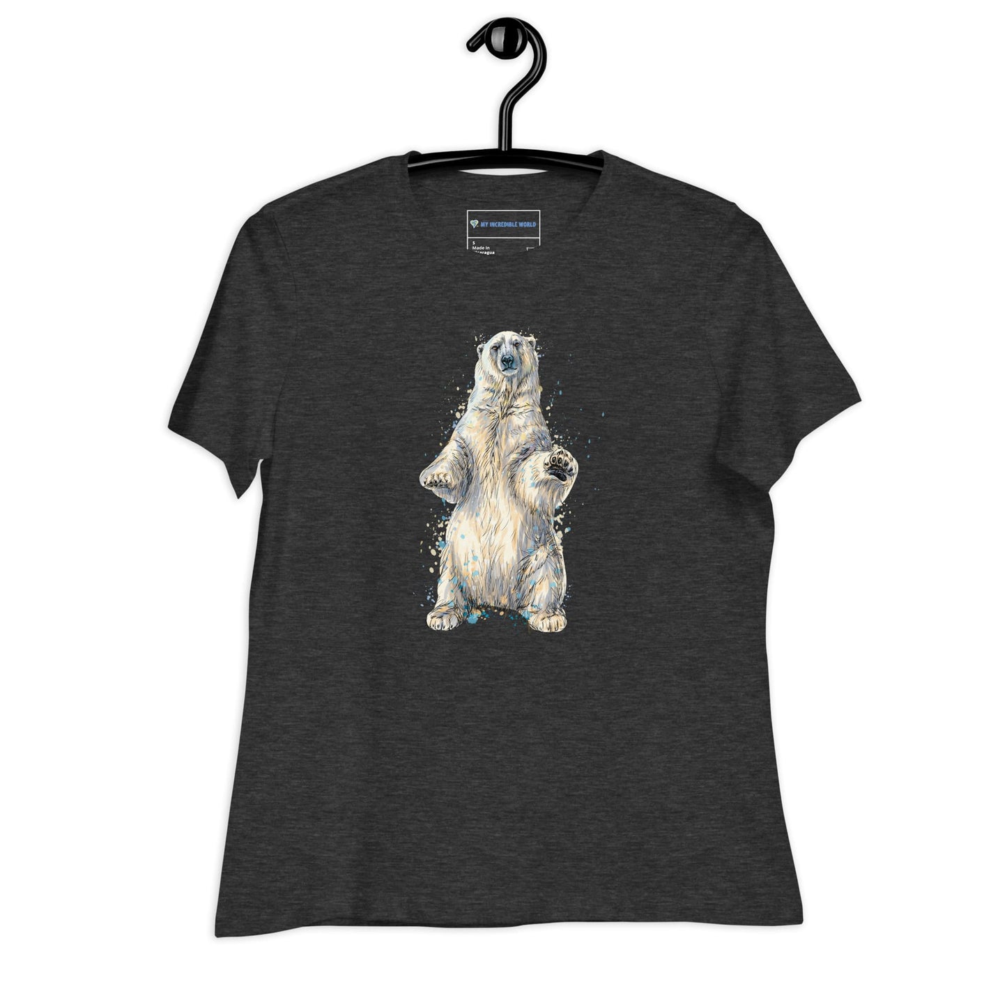 "Watercolor Polar Bear" Women's Polar Bear T-Shirt Dark Grey Heather / S