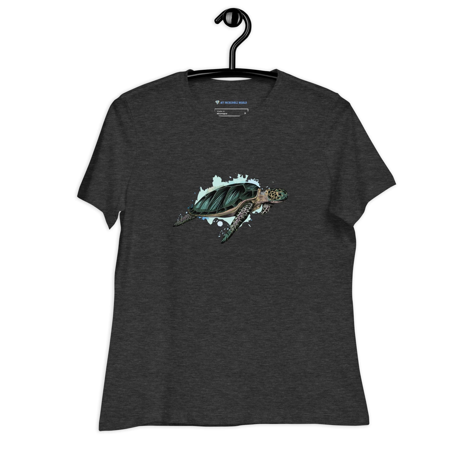 "Watercolor Sea Turtle" Women's Sea Turtle T-Shirt Dark Grey Heather / S