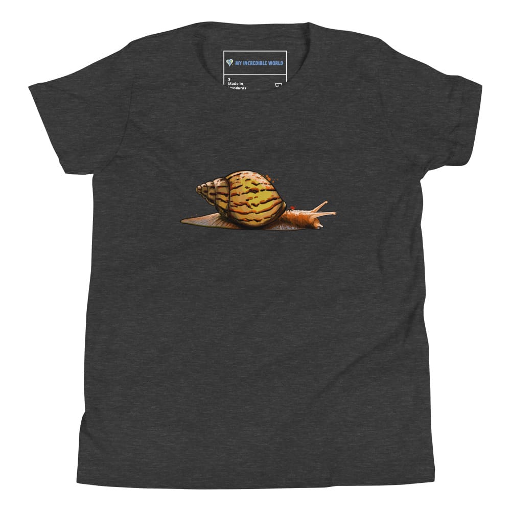 "Watercolor Snail" Snail T-Shirt (Youth/Kids) Dark Grey Heather / S