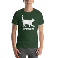 "Cats Are Incredible" Cat T-Shirt - White Print (Adult Men's/Unisex) Forest / S