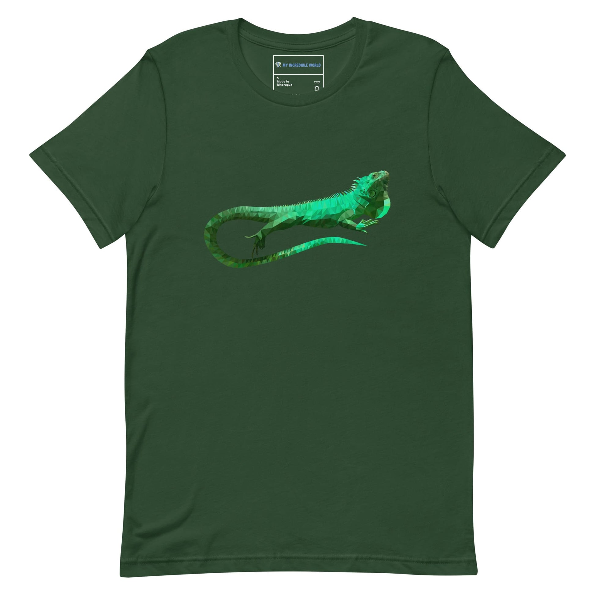 "Low-Poly Iguana" Polygonal Iguana T-Shirt (Adult Unisex) Forest / S