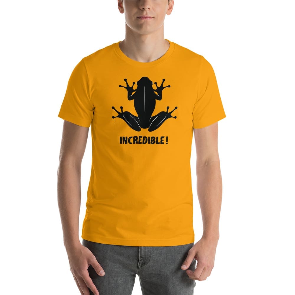 "Frogs Are Incredible" Frog T-Shirt - Black Print (Adult Unisex/Men's) Gold / S