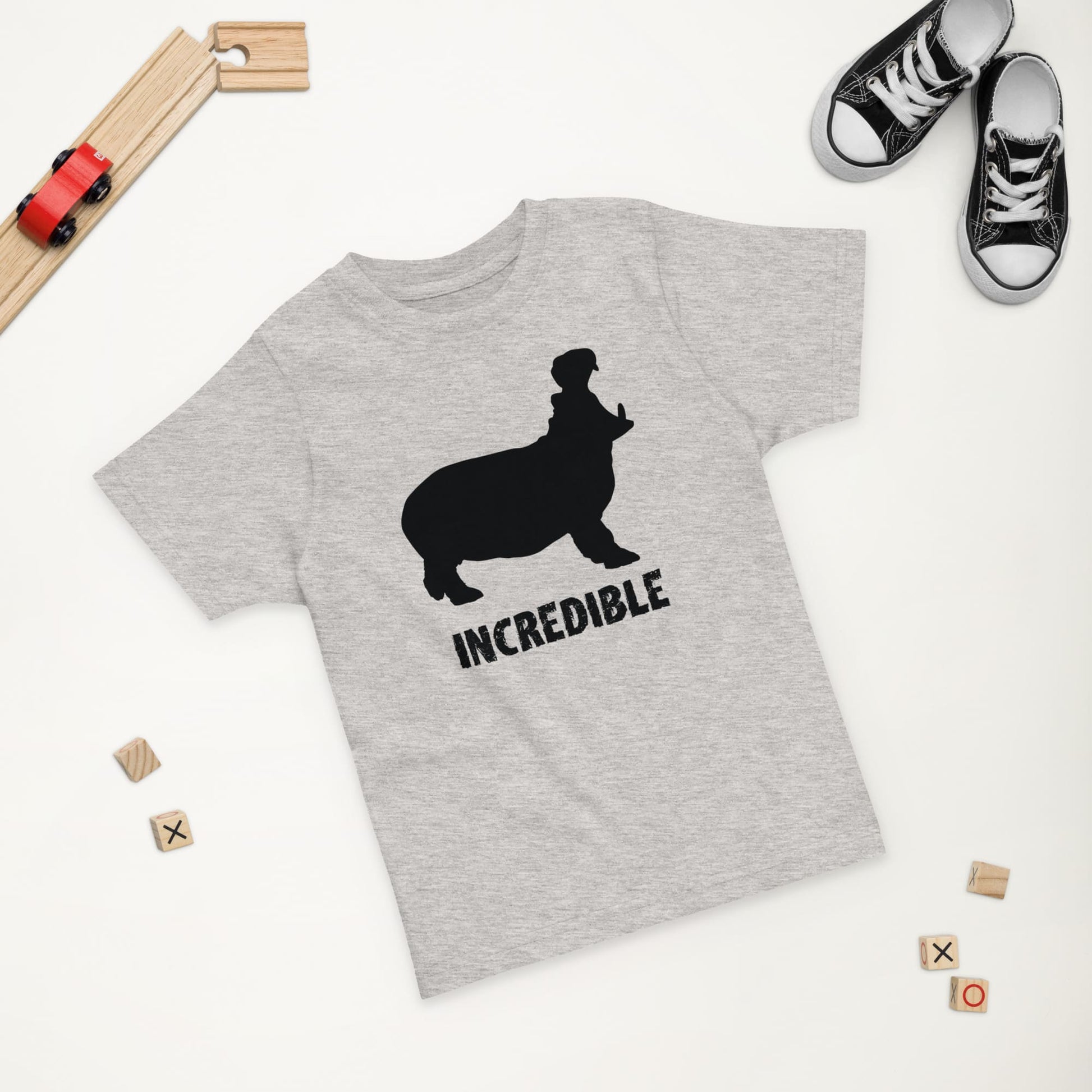 "Hippos are Incredible" T-Shirt - Black Print (Toddlers) Heather / 2