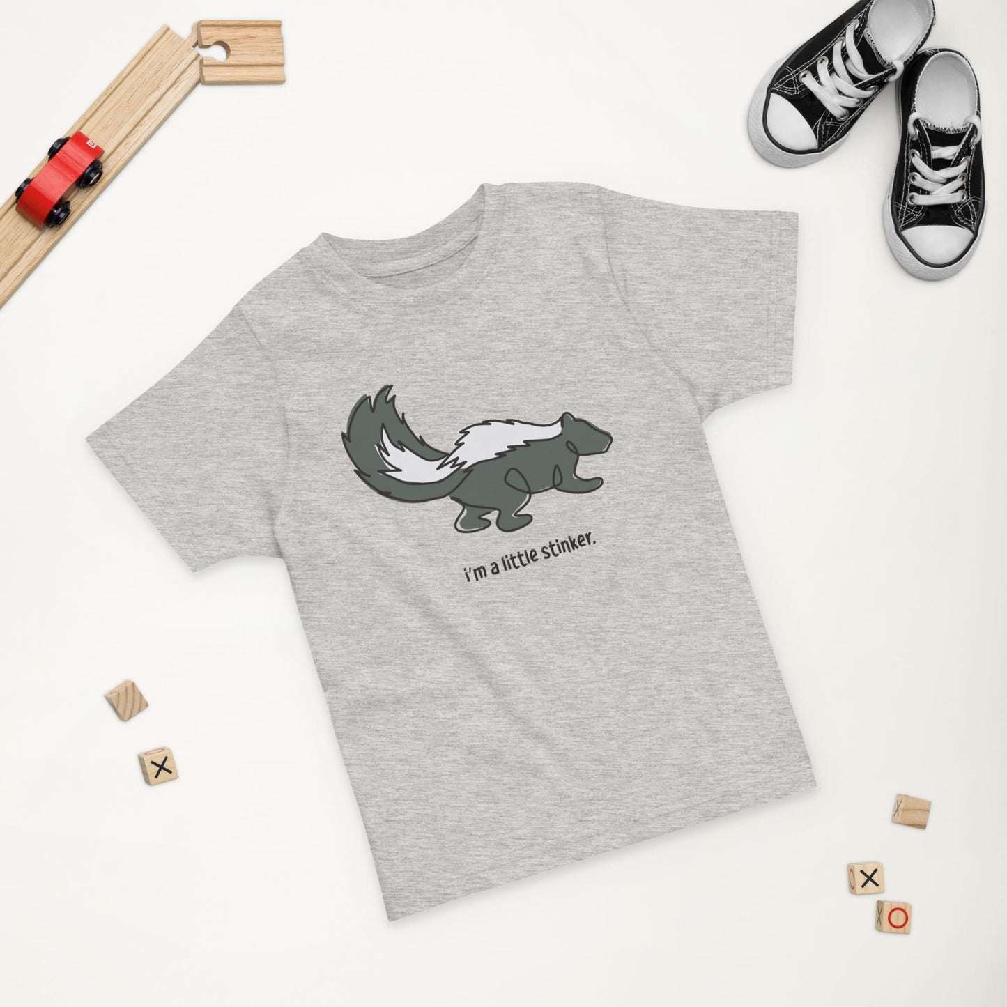 "I'm a Little Stinker" Skunk T-Shirt for Toddlers Heather / 2