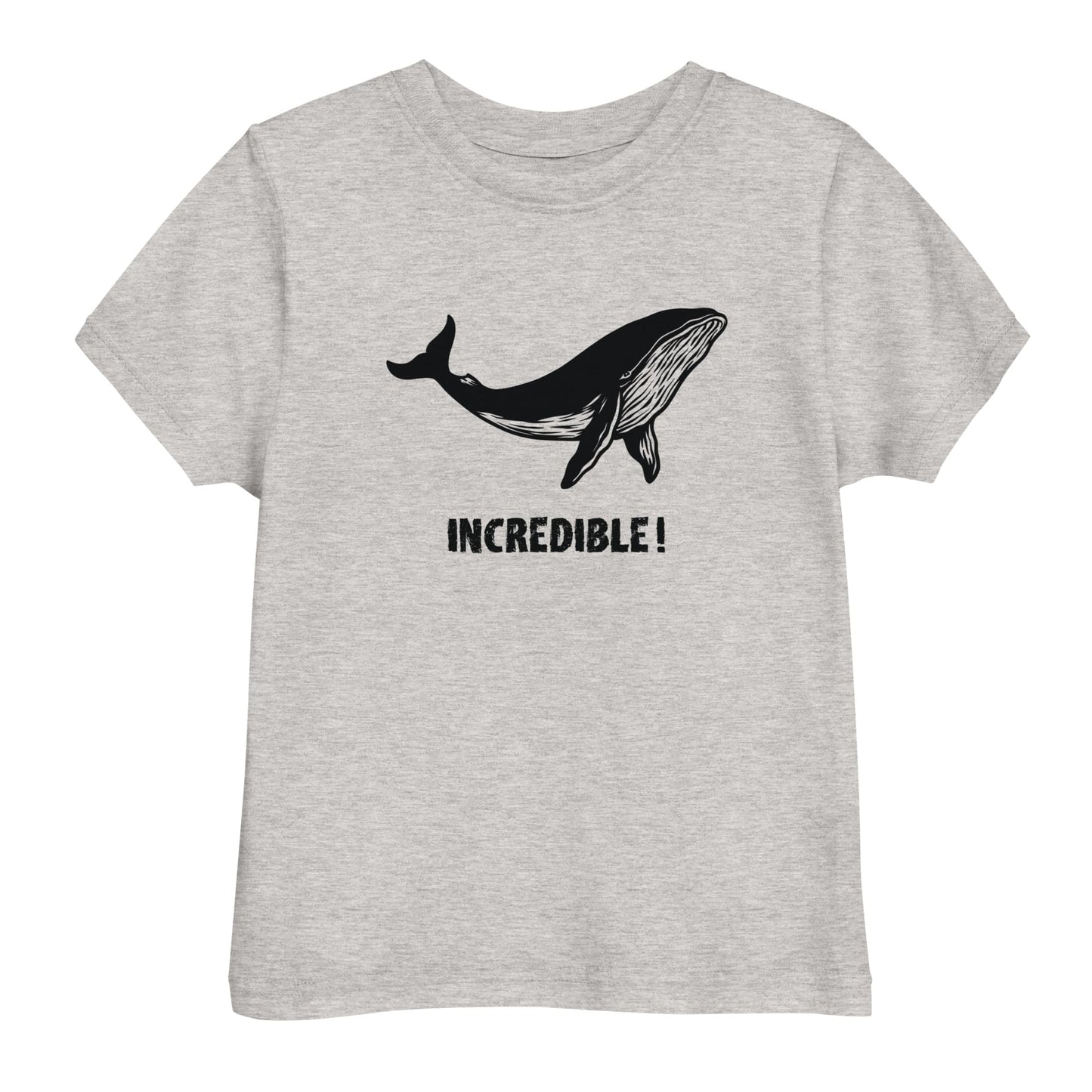 "Whales Are Incredible" Whale T-Shirt for Toddlers (Black Print) Heather / 2