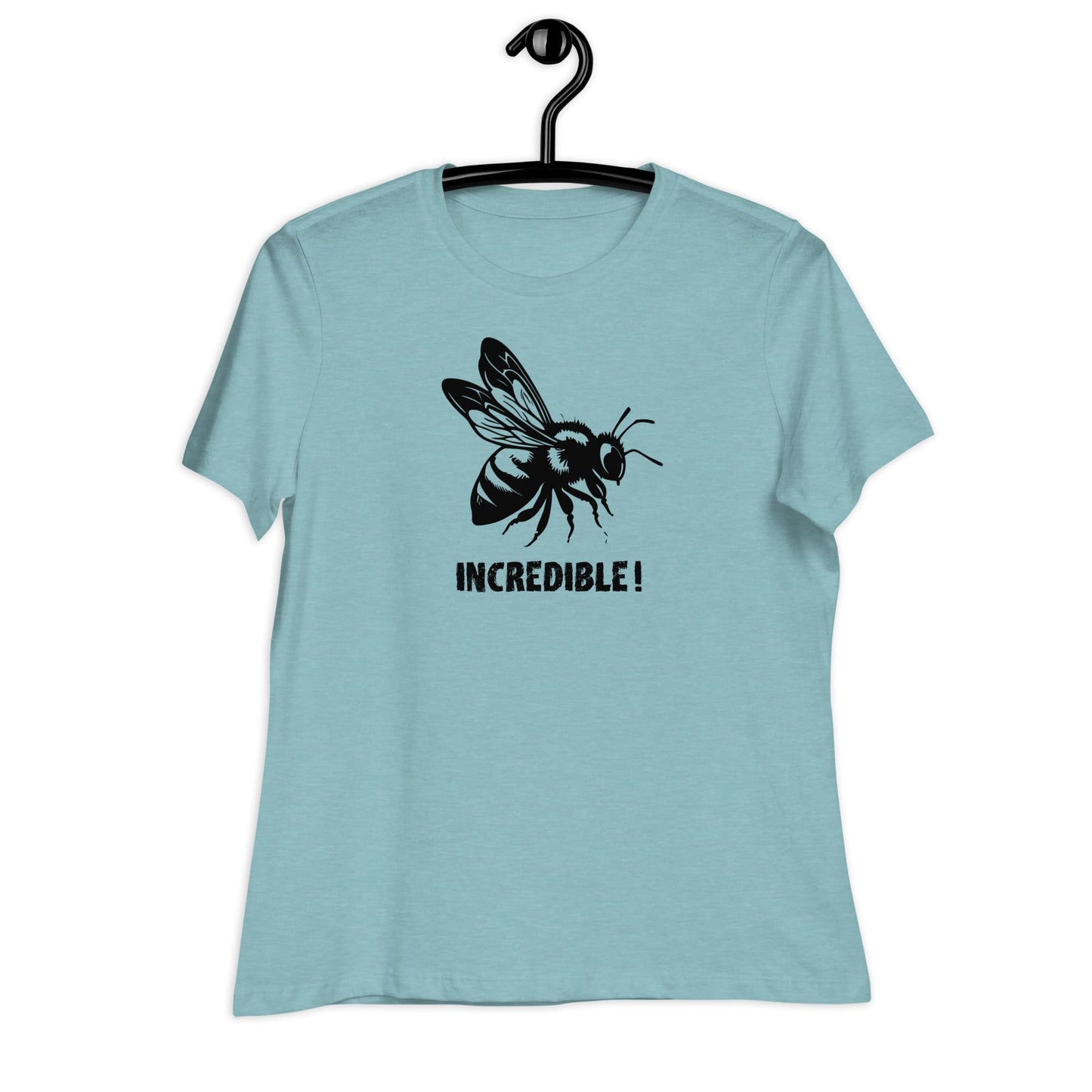 "Bees Are Incredible" Bee T-Shirt for Women - Black Print Heather Blue Lagoon / S