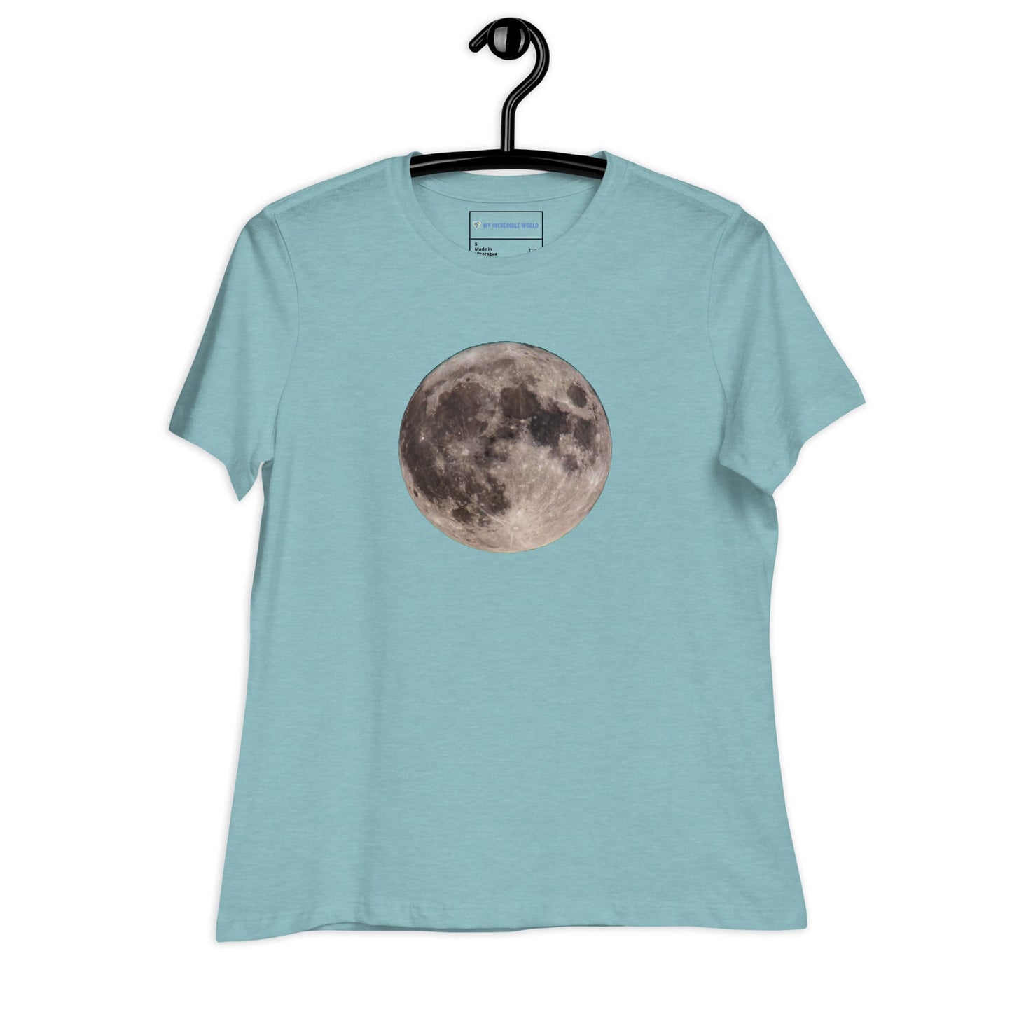 "Blue Moon Supermoon" Women's Full Moon T-Shirt Heather Blue Lagoon / S