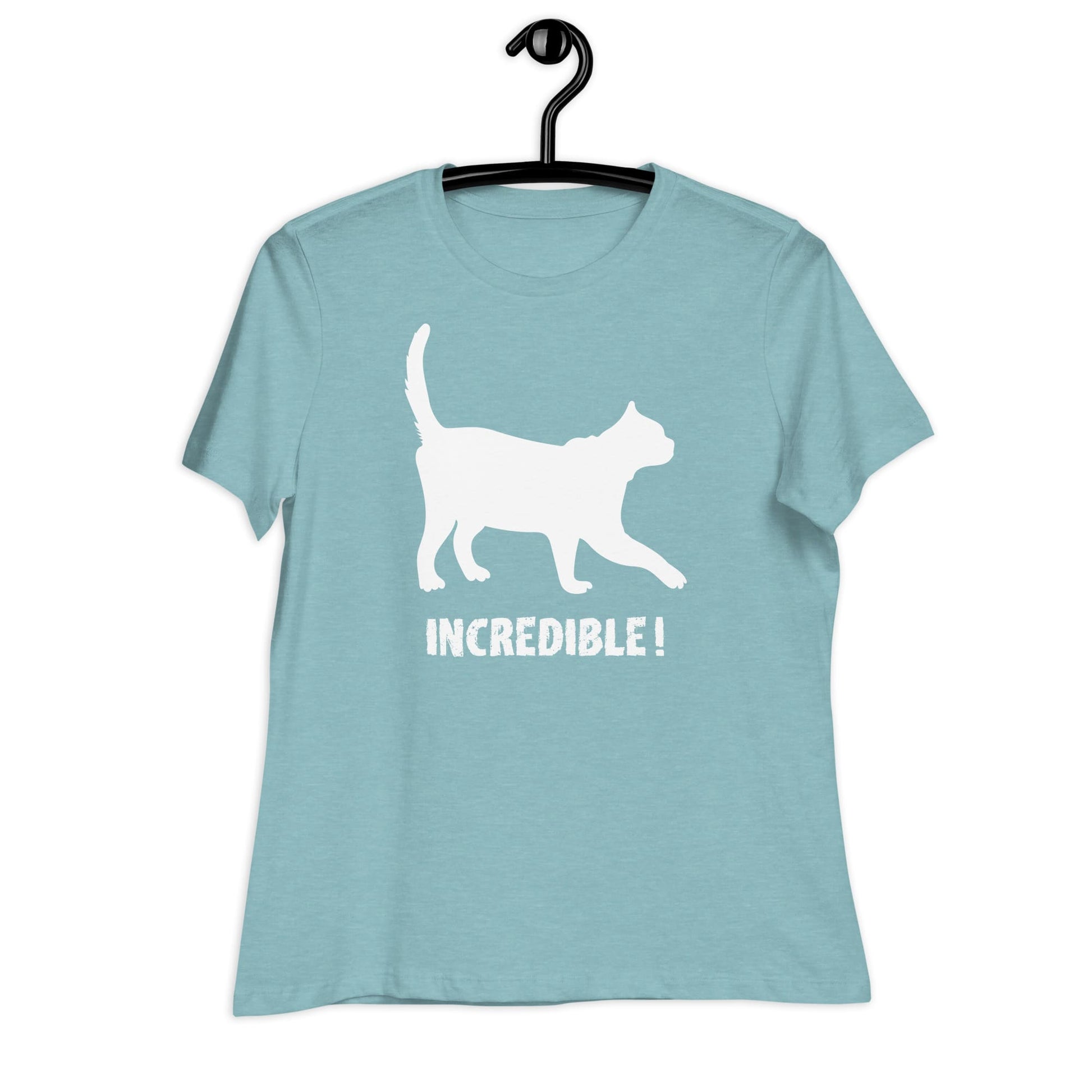 "Cats Are Incredible" Cat Shirt for Women (White Print) Heather Blue Lagoon / S